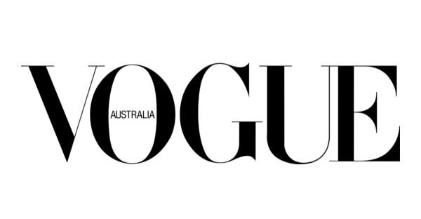 Vogue magazine logo with the word 'Austrailia' written inside the letter 'O'.