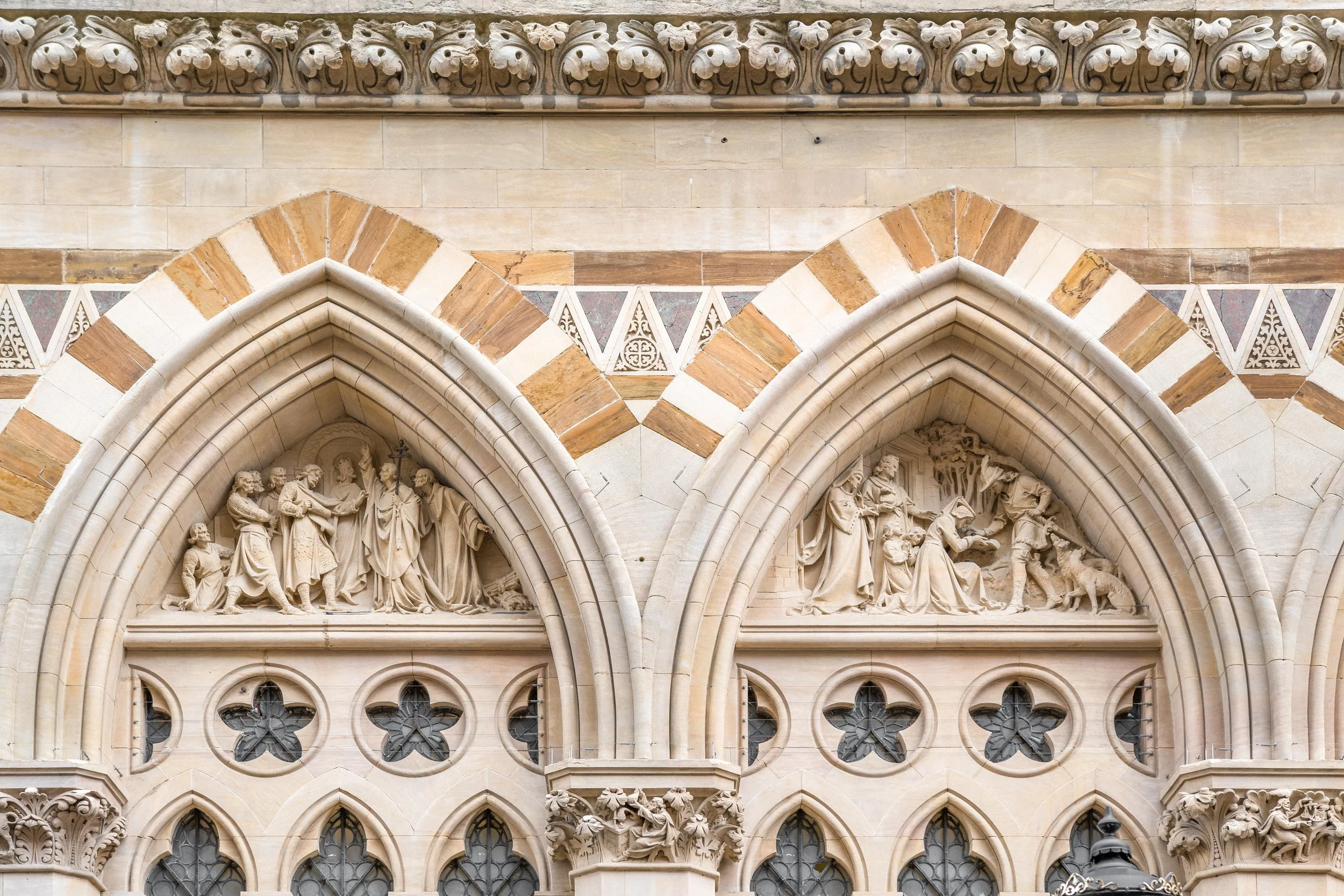 Detail, façade, Northampton Guildhall (1861-4, extended 1889-92), by E. W. Godwin.
