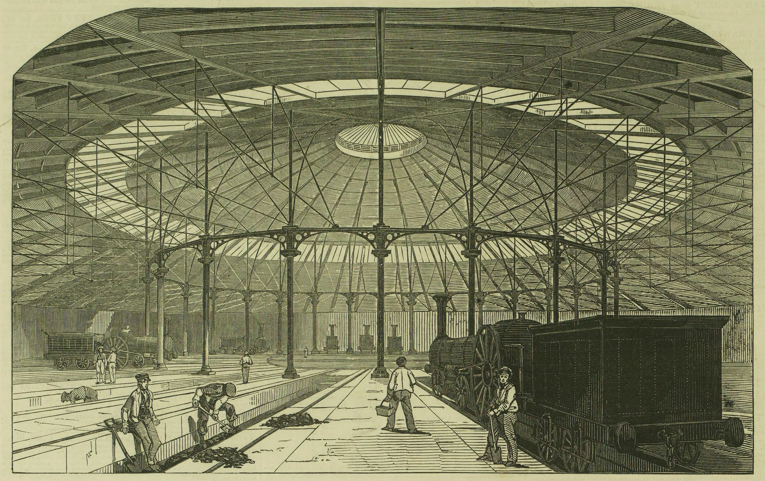 The ‘roundhouse’ at Camden (1847), in London, designed by R. B. Dockray and Robert Stephenson, for the London and Birmingham Railway.