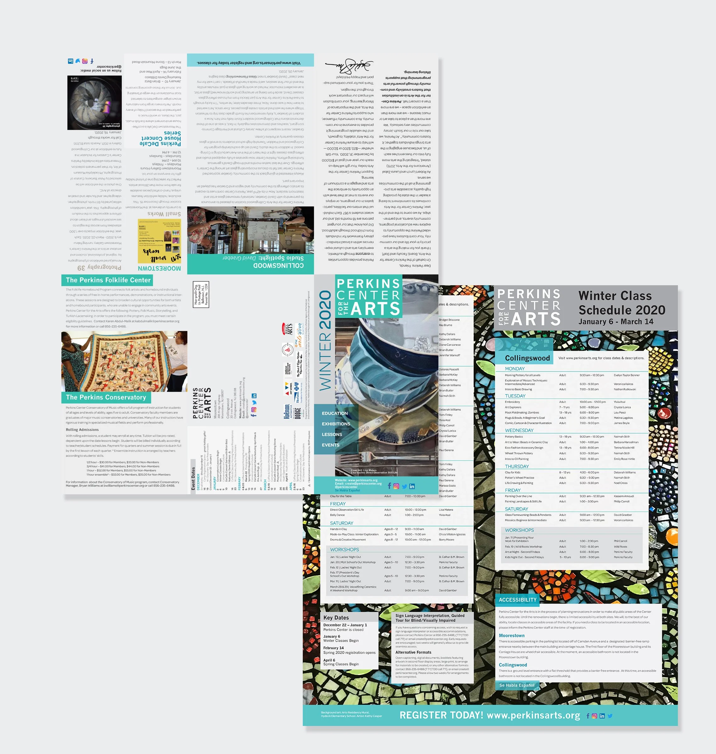 Created a folded brochure featuring upcoming classes for the winter season