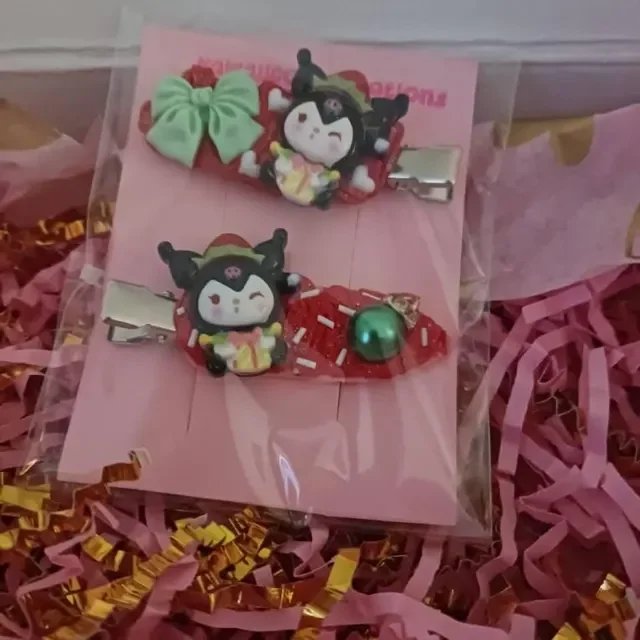 christmas bunny hair clip set