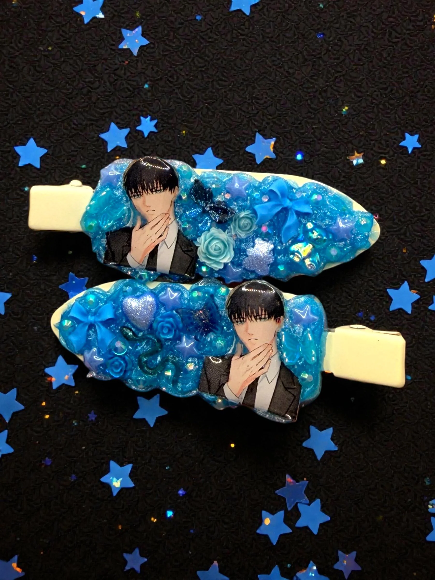 Blue Yakuza Hair Clip Set - MADE TO ORDER