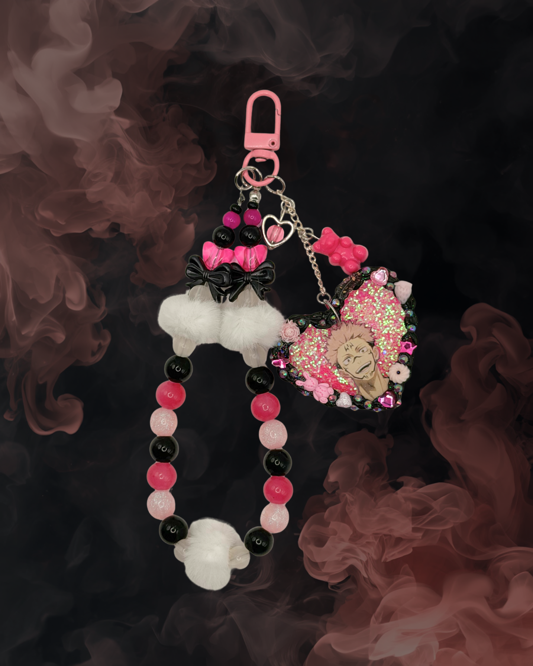 Curse King - Phone chain/Keychain w/ Pink UV color changing beads