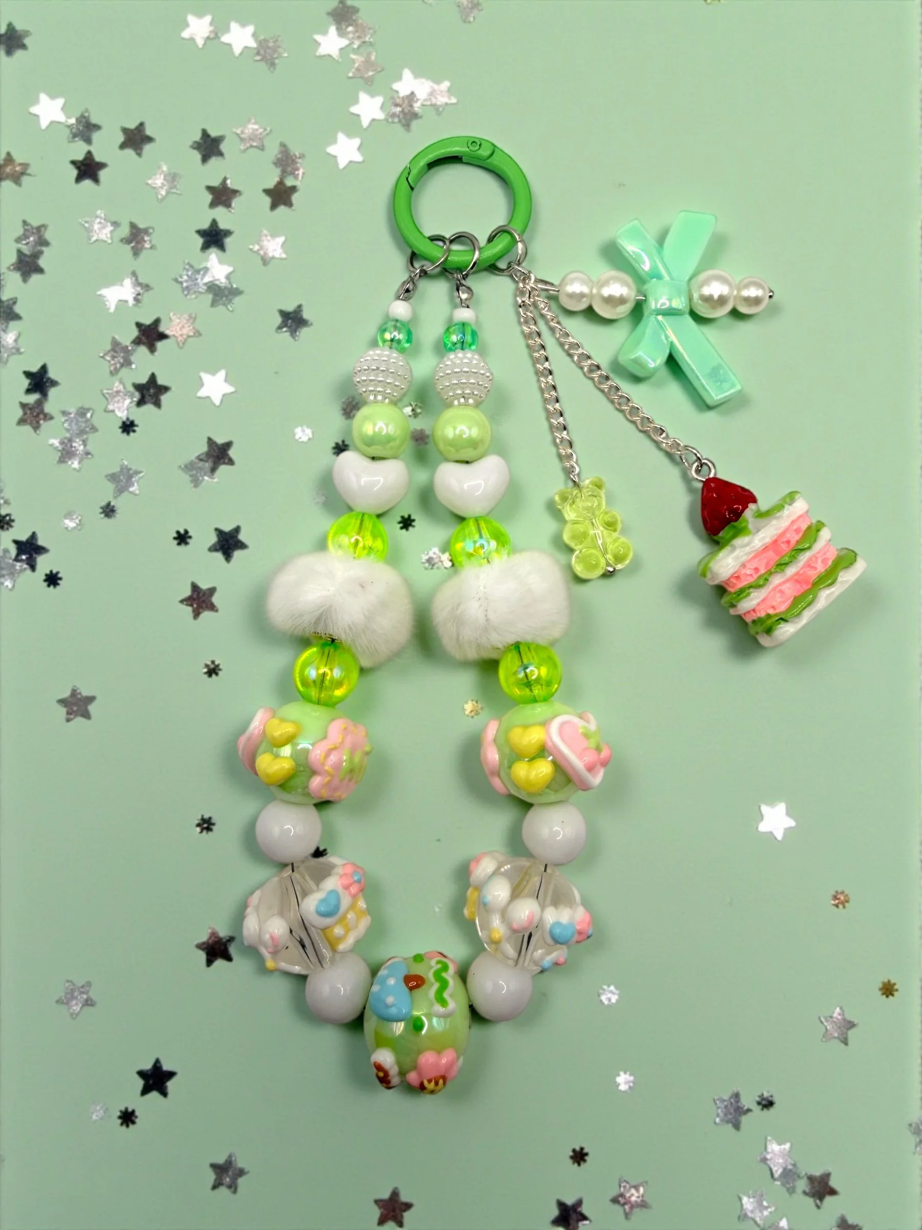 Pastel Green Dessert Phone Charm/Chain Keychain - Kawaii Style