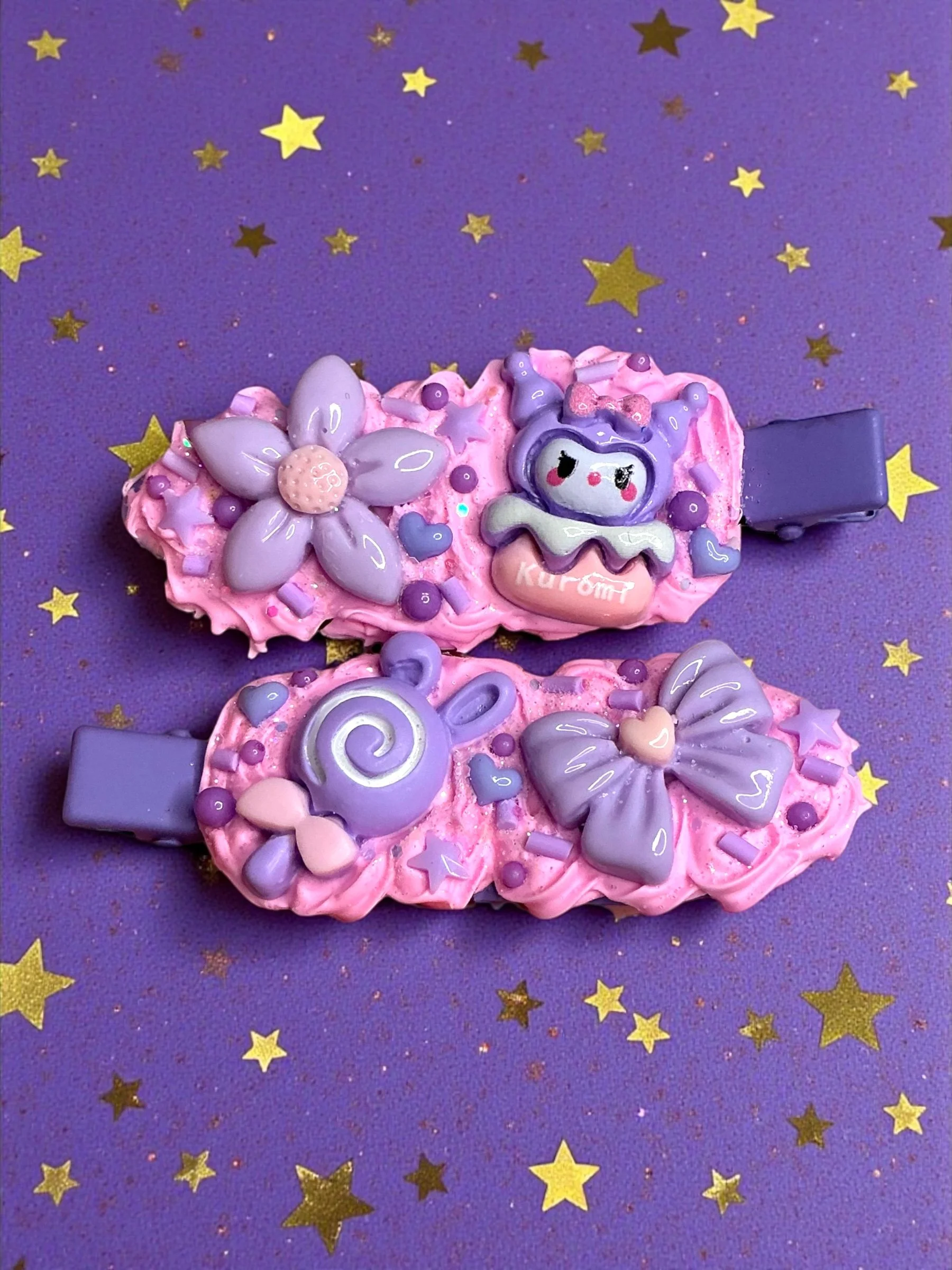 Pastel Goth Bunny Hair Clip Set