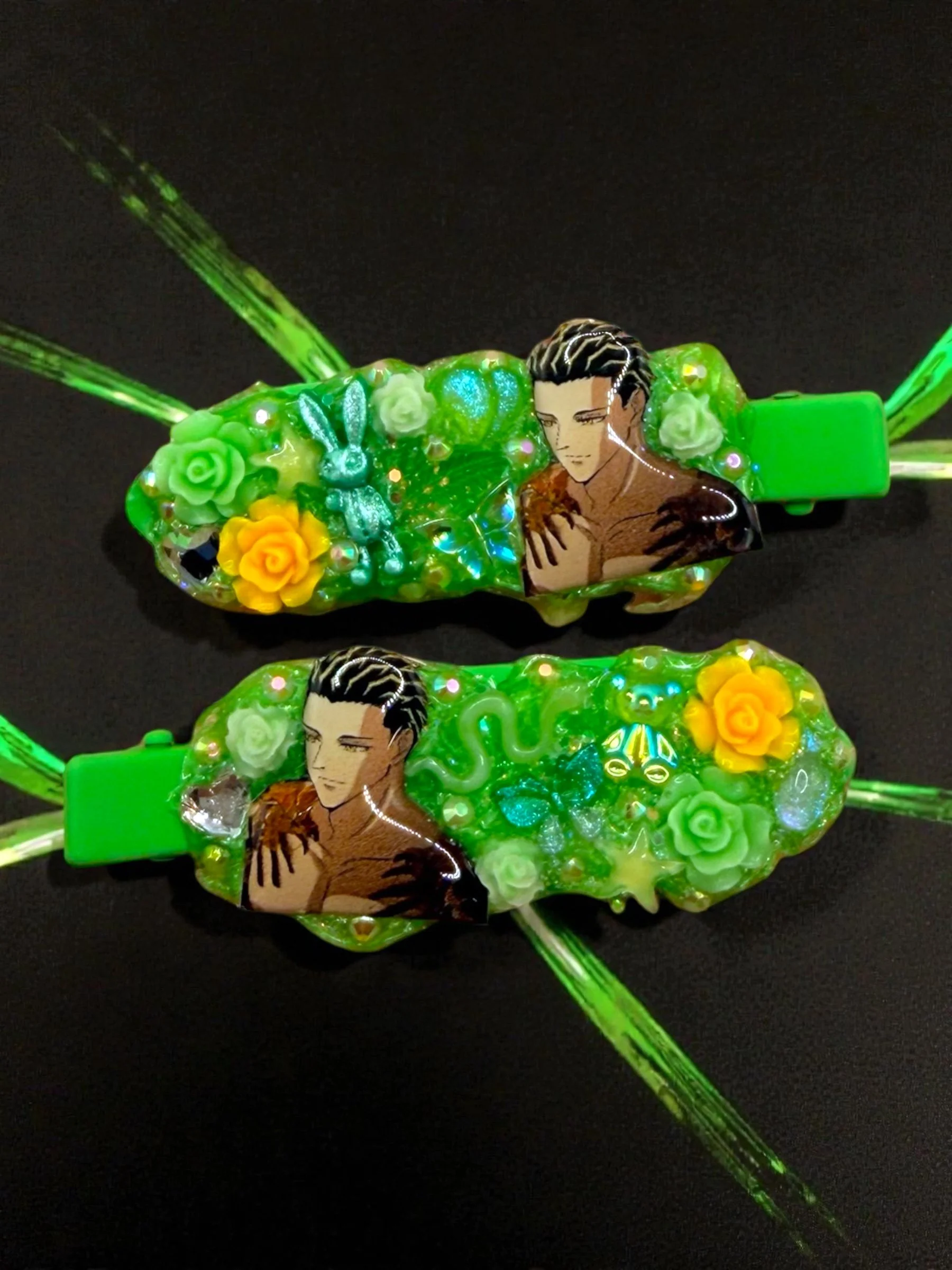 Green Yakuza Hair Clip Set - MADE TO ORDER