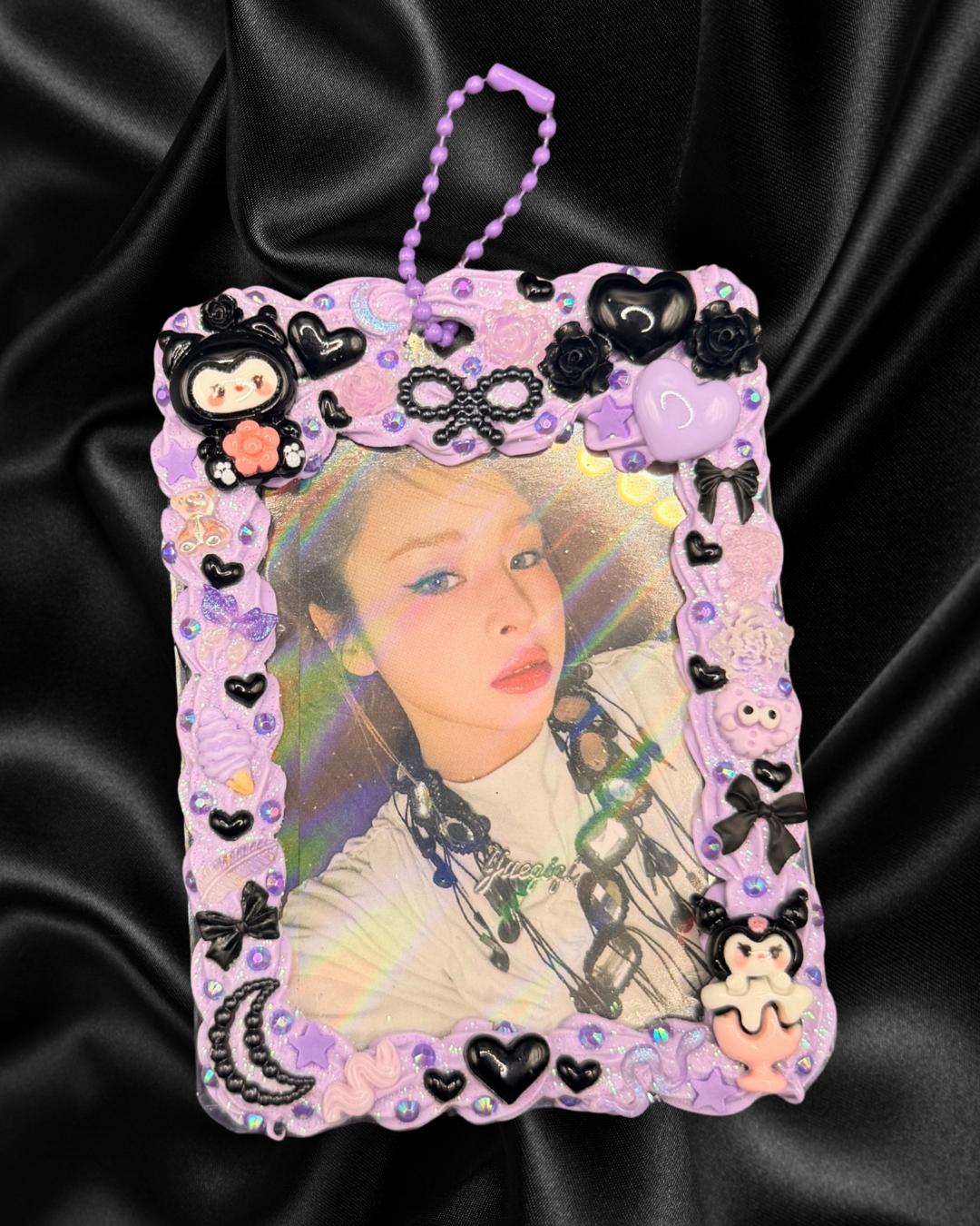 Bunny Black & Purple Photocard Holder Keychain