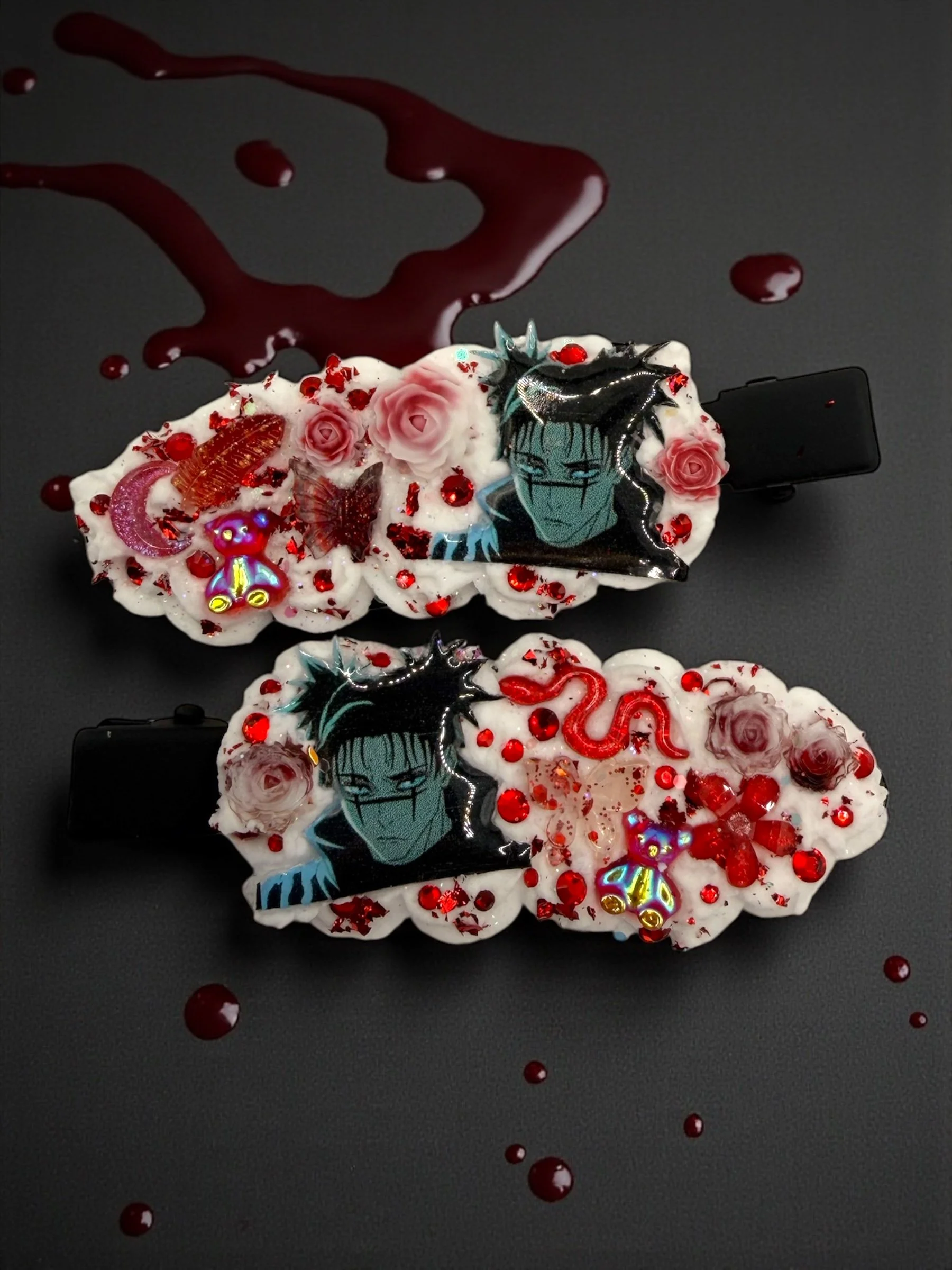 Blood Demon Hair Clip Set - MADE TO ORDER