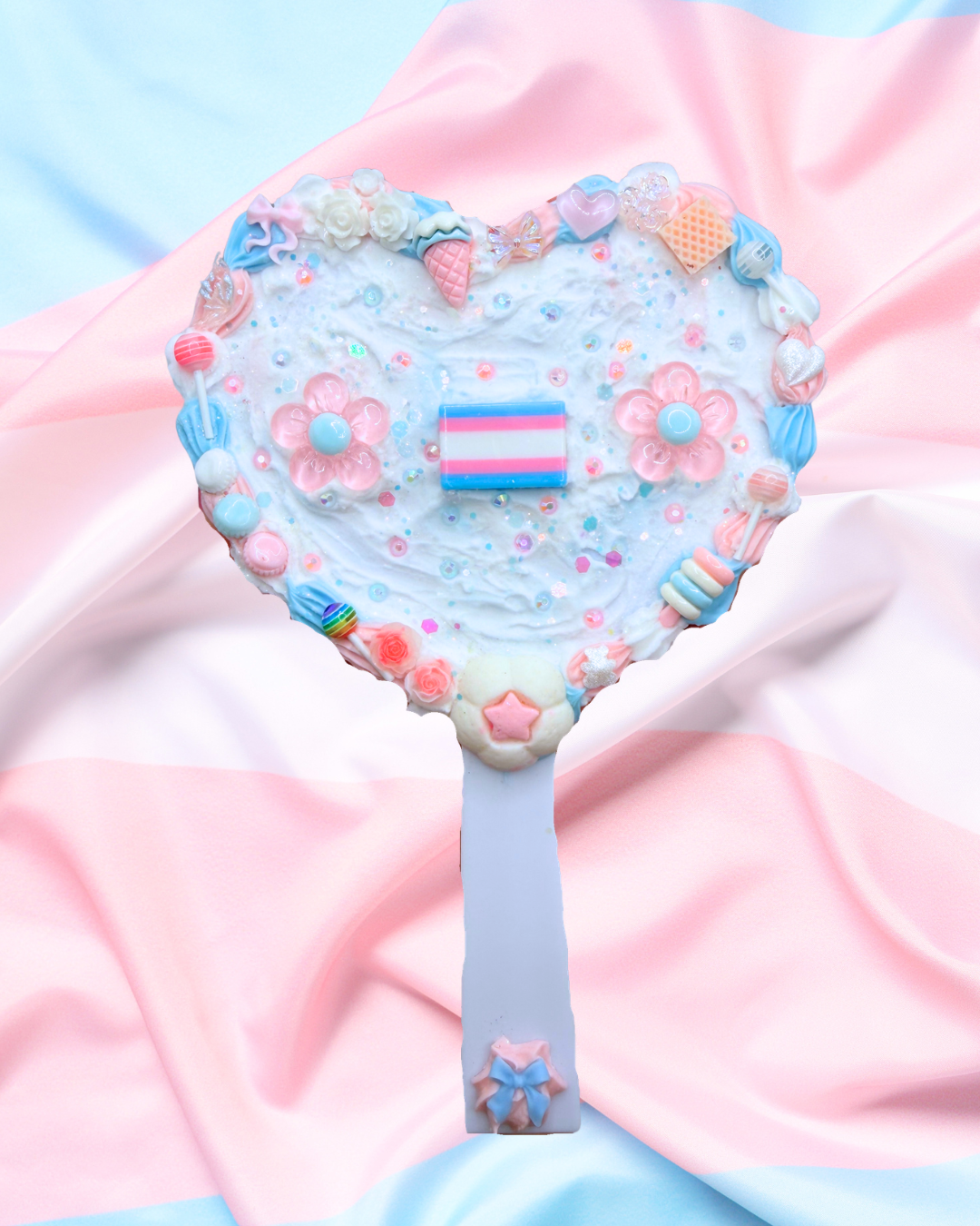 Trans Pride Flag Handheld Heart Mirror
