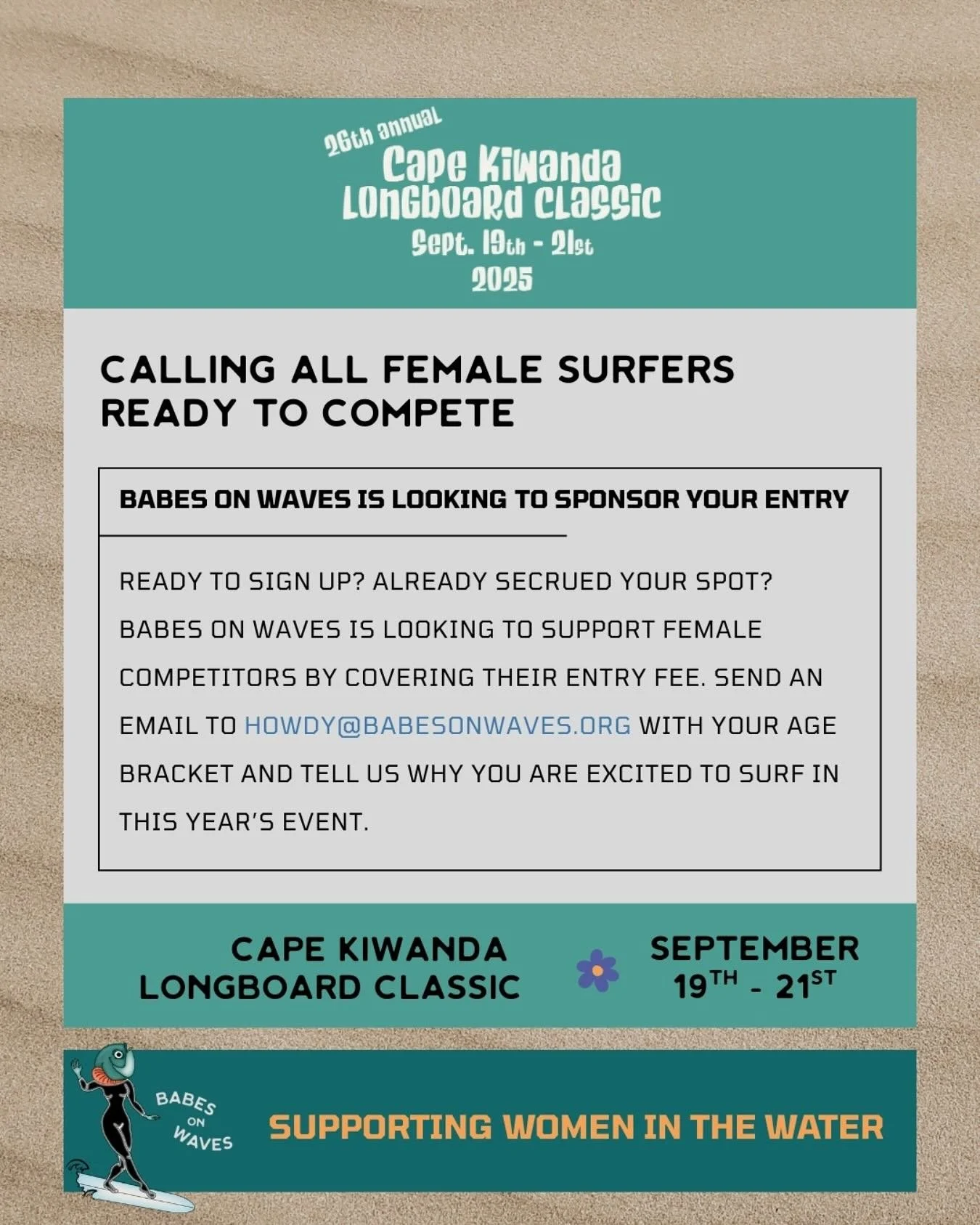 Registration closes on Monday for the Cape Kiwanda Longboard Classic. Don&rsquo;t miss your chance to sign up. And for all female competitors, send Babes on Waves a message for a chance to have BOW sponsor your registration fee. 
-
Catch a wave and t
