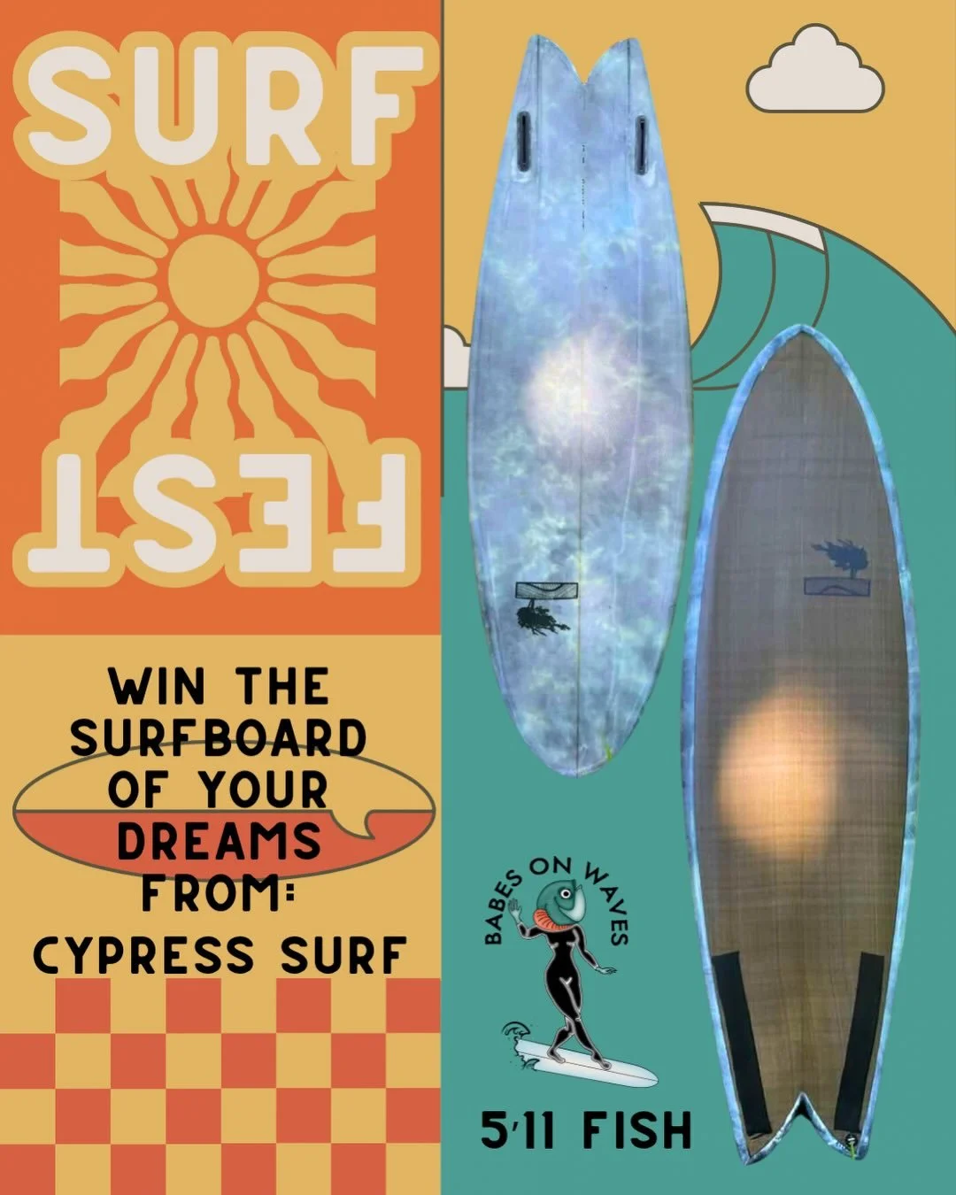 Surf fest is just around the corner!!! A very special shout out to @cypress_surf for donating a surfboard (for the second year in a row 🥹) to our annual fundraiser and raffle!! We are so lucky to have the most supportive community!!! Raffle tickets 