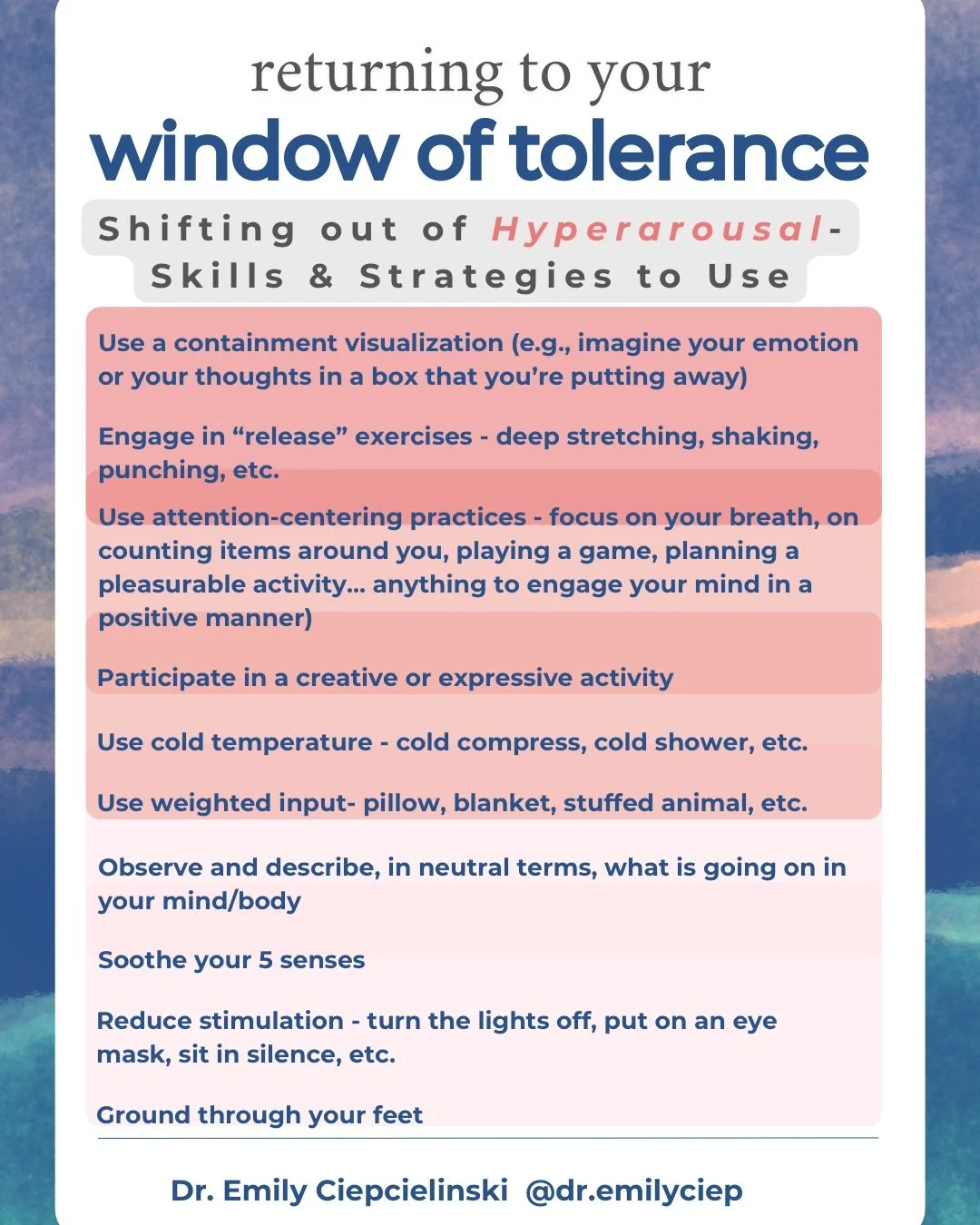 When we talk &ldquo;Window of Tolerance&rdquo;, we&rsquo;re talking about the range where our nervous system can feel regulated enough to think clearly, feel our emotions, and stay present. We&rsquo;re not overwhelmed or shutdown- life might feel cha