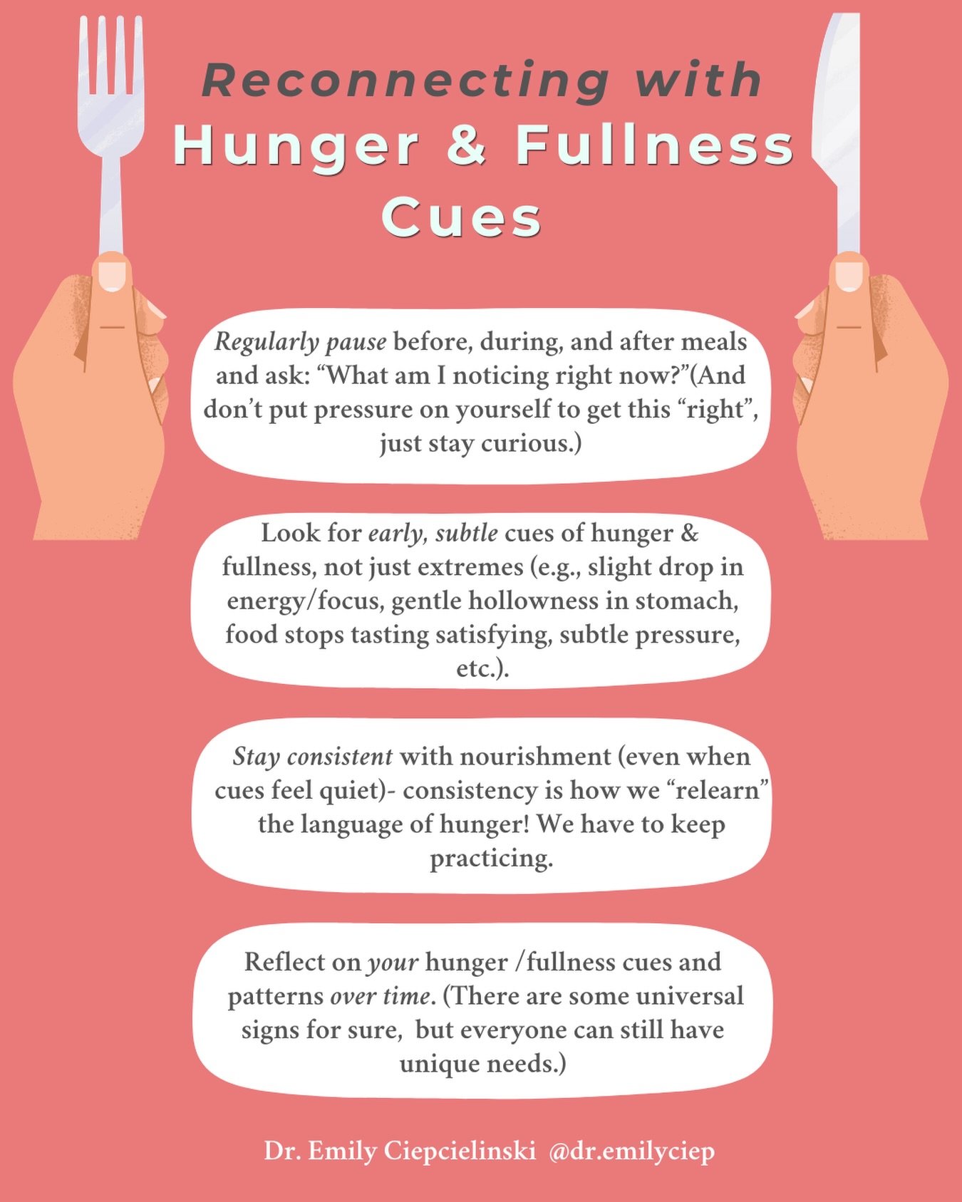 If your hunger and fullness cues feel confusing or nonexistent right now&hellip; you&rsquo;re not doing recovery wrong.

Most of us were taught to look for extremes- 
&ldquo;starving&rdquo; or &ldquo;stuffed.&rdquo;

But your body often speaks much m