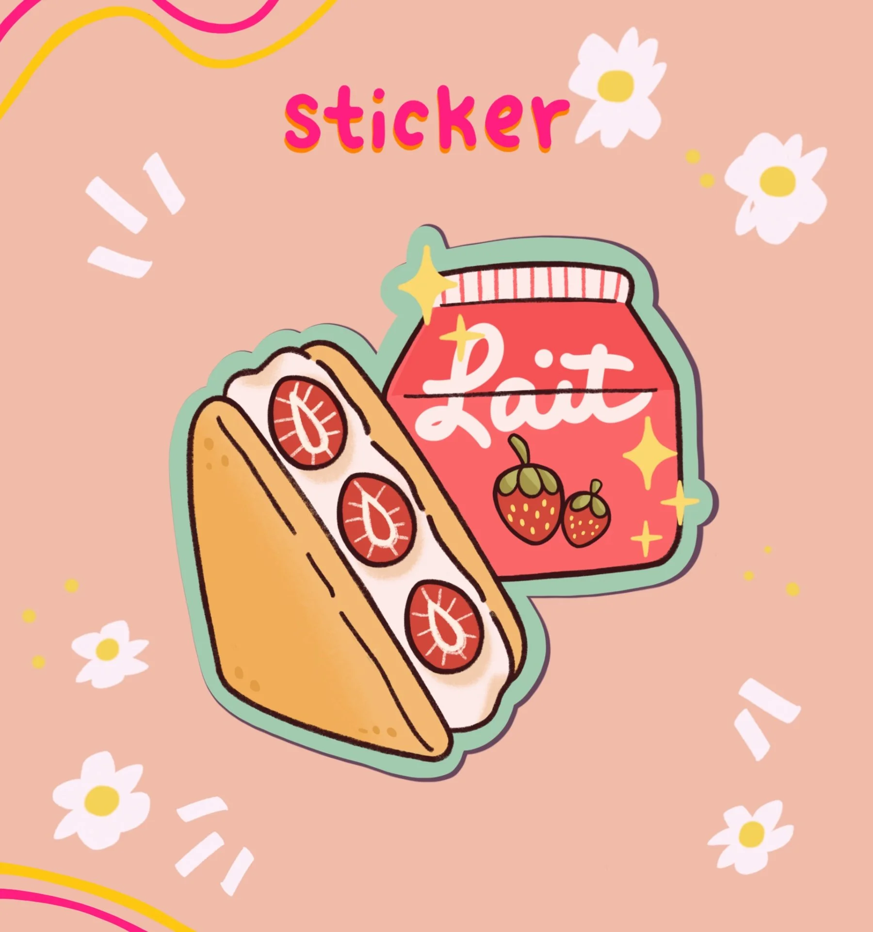 Strawberry Sando & Milk sticker