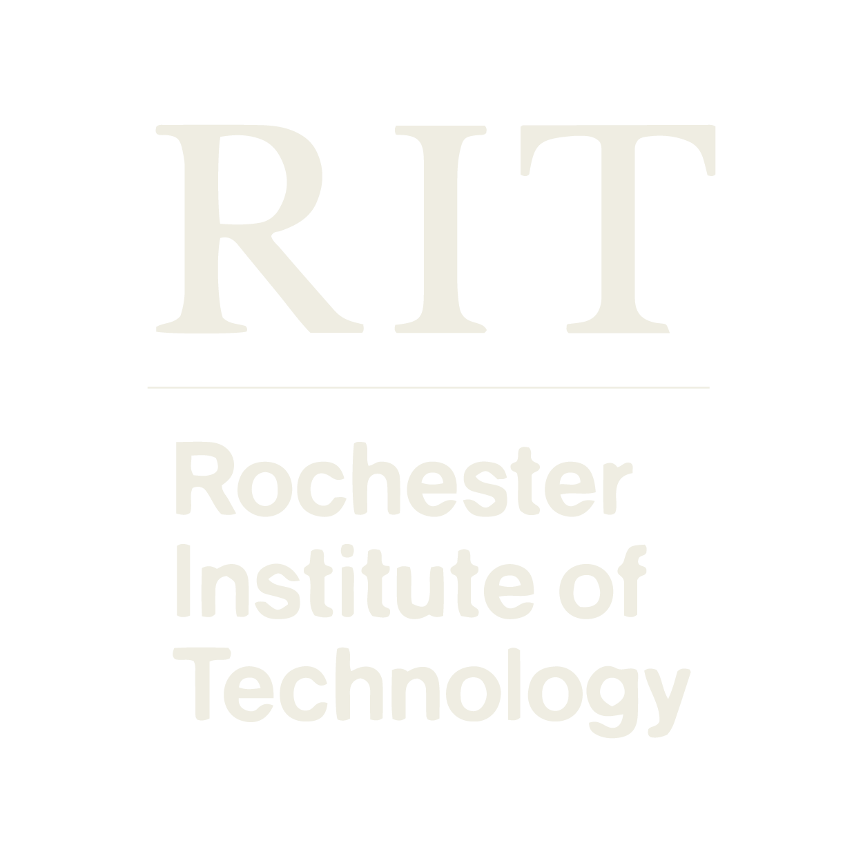 Logo of RIT, Rochester Institute of Technology, with the abbreviation 'RIT' above the full name.