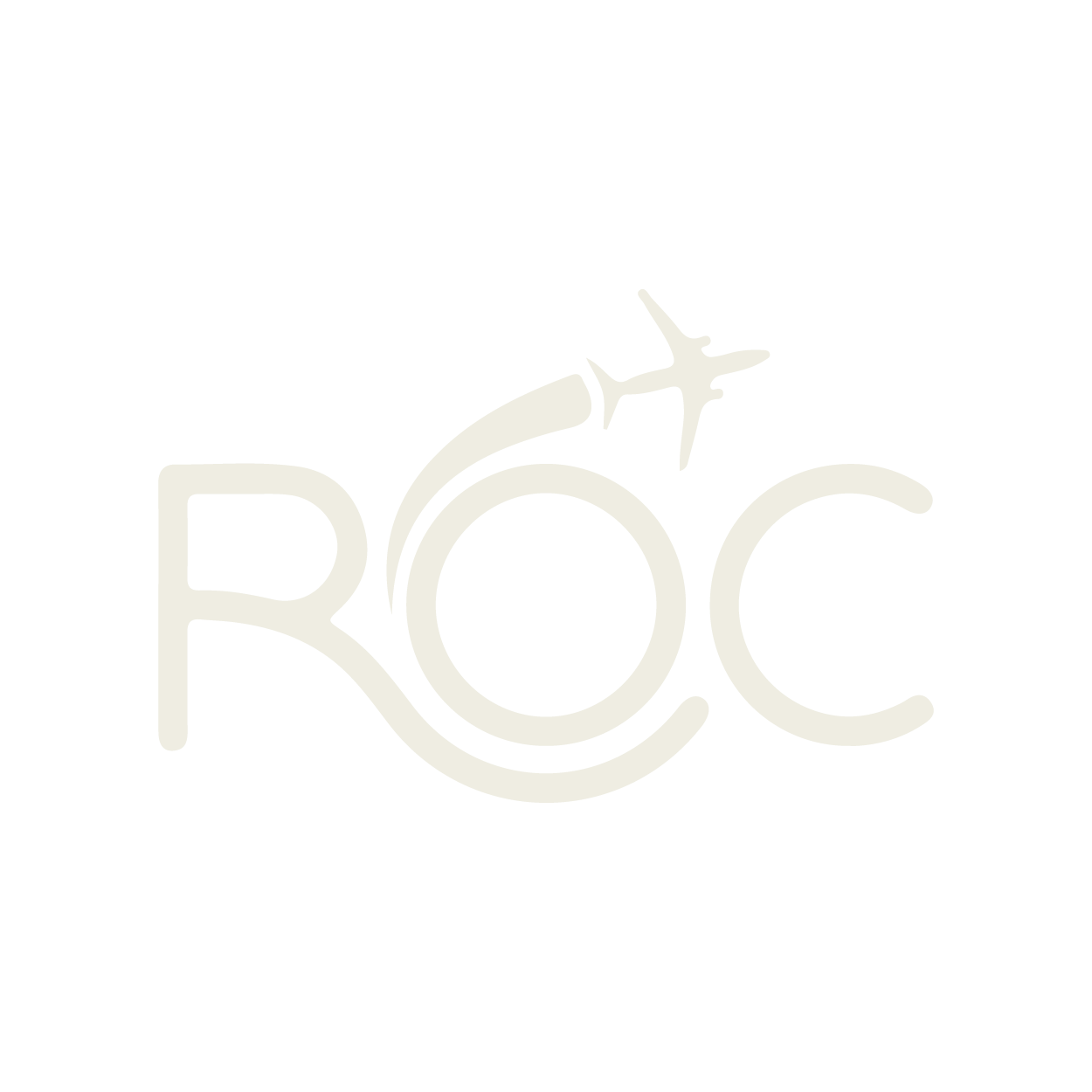 Black background with a white logo featuring the letters 'R OC' and an airplane flying over the 'O' in the logo.