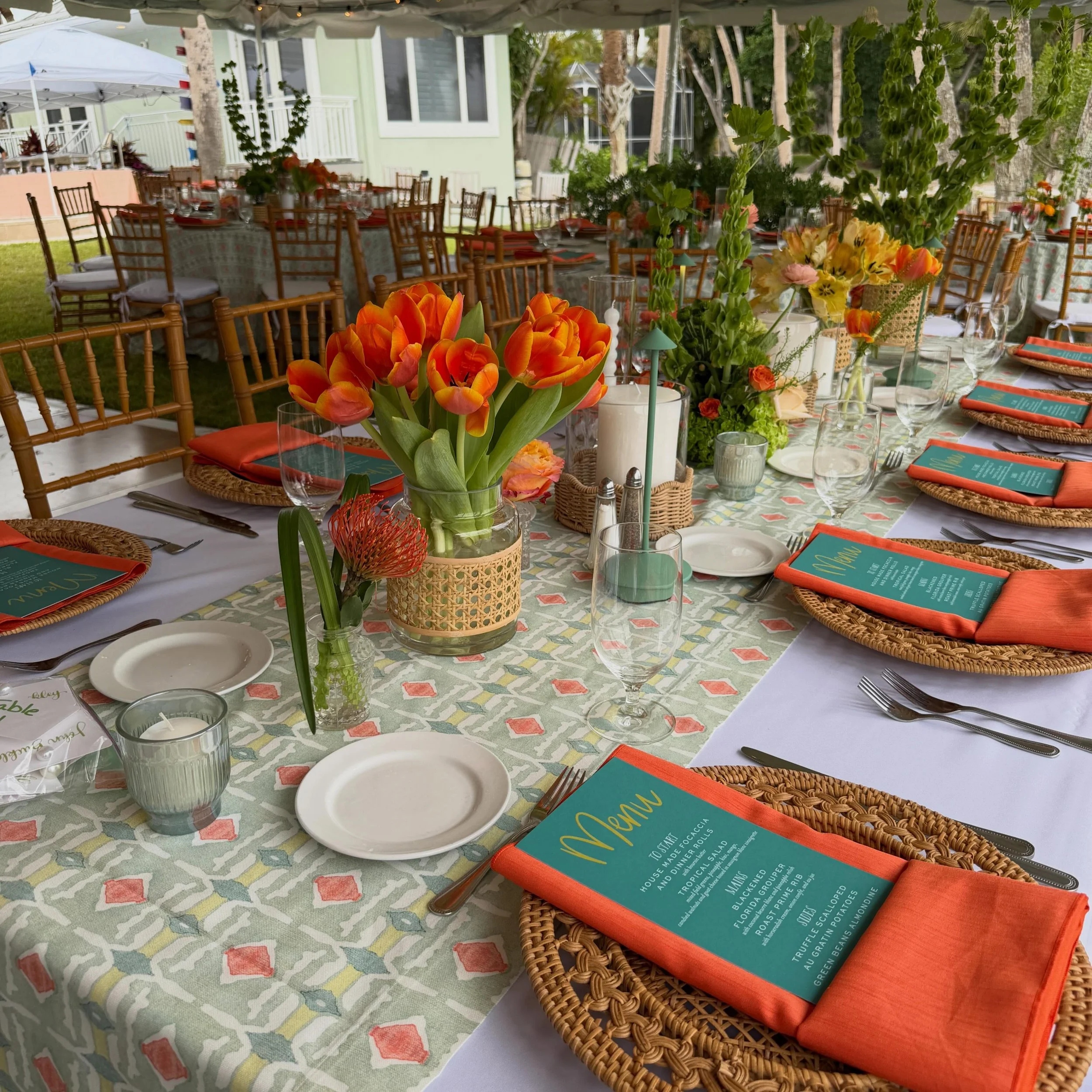 you know the results are gonna be good when you decide to meet for happy hour instead of coffee 🤪 love me a bride that wants allllll the color 🧡
matches, cups, napkins, koozies, table numbers, menus, bar signage, &amp; welcome box paper goods for t