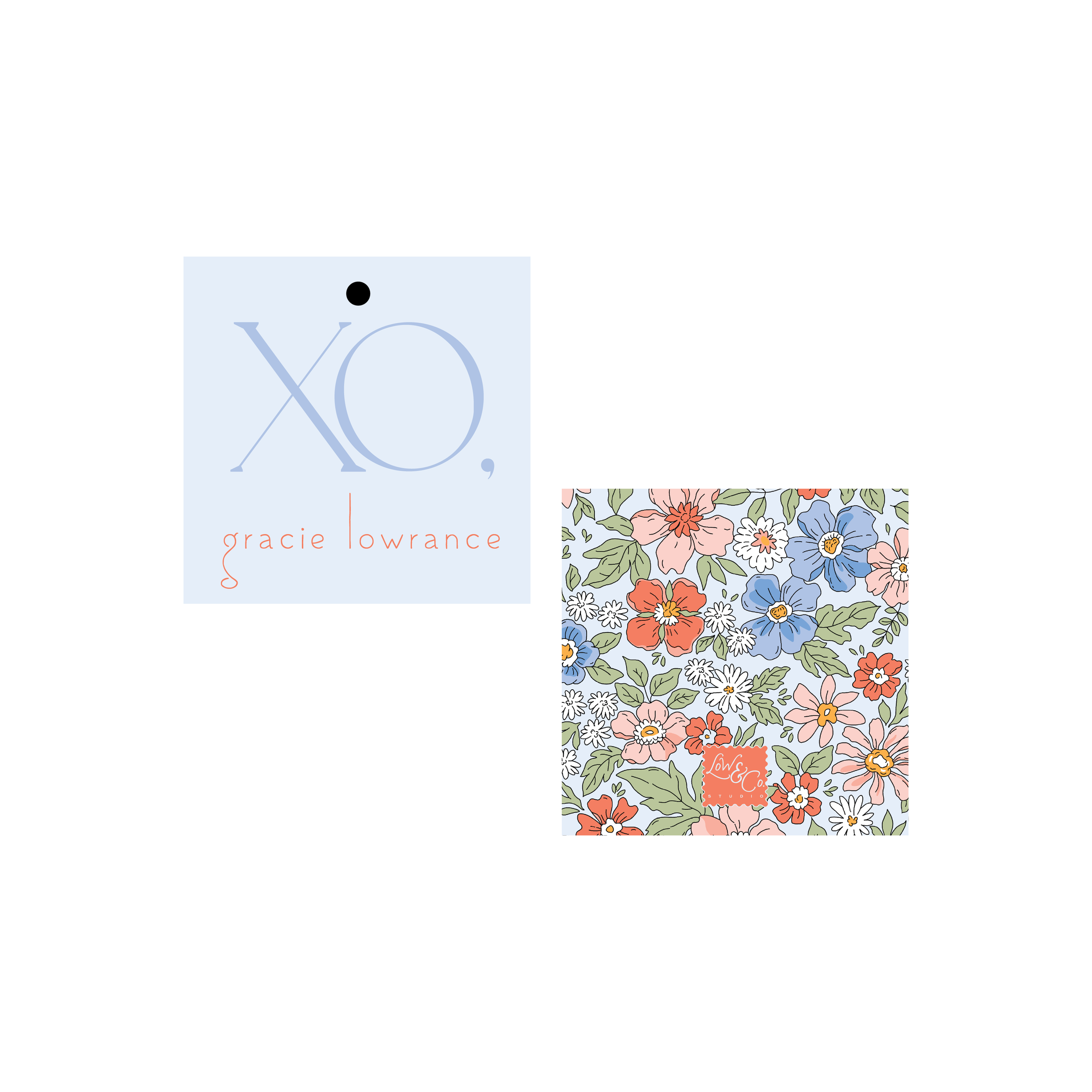 Blue Floral Tag