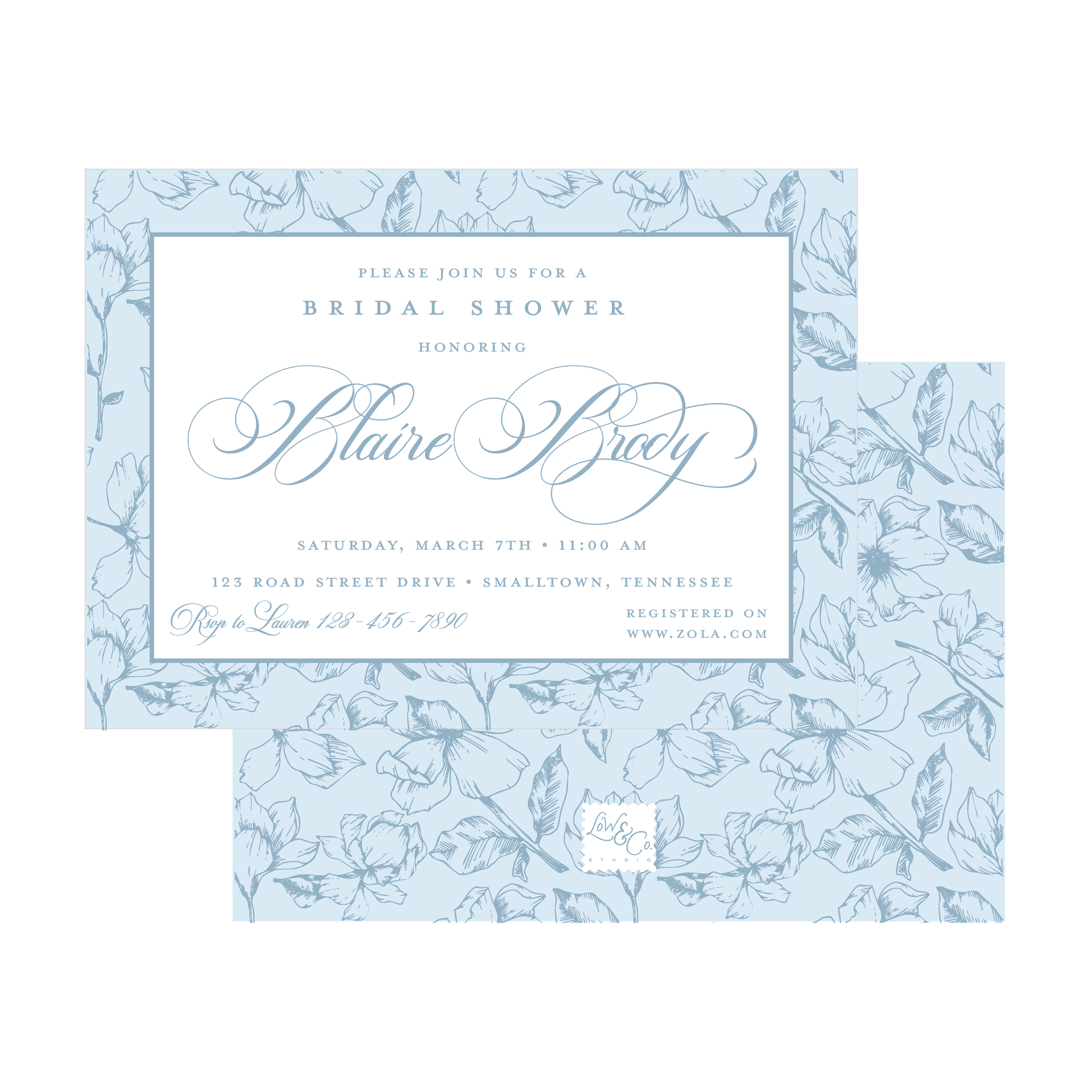 Blue Floral Invitation