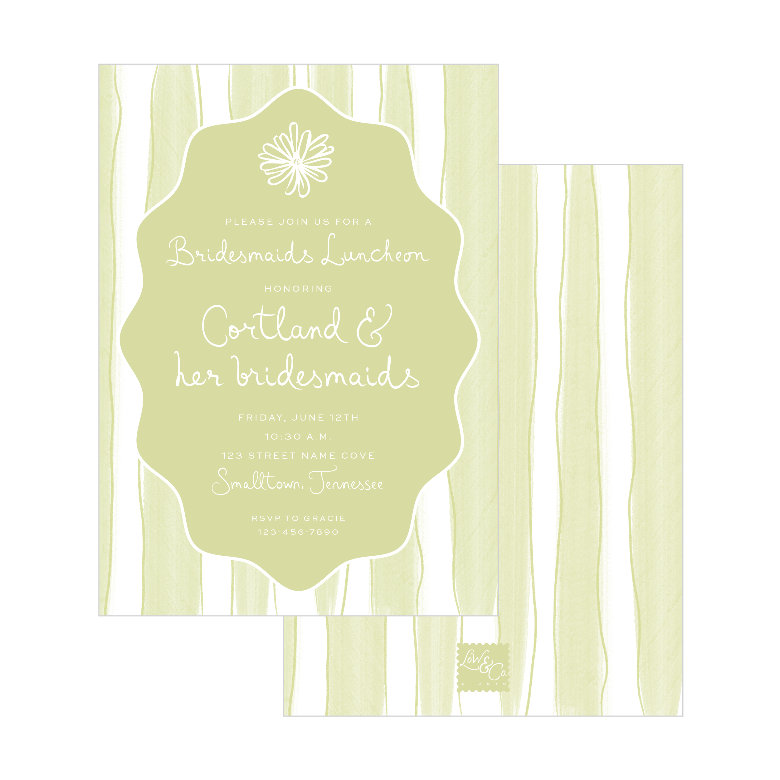 Green Stripes Invitation