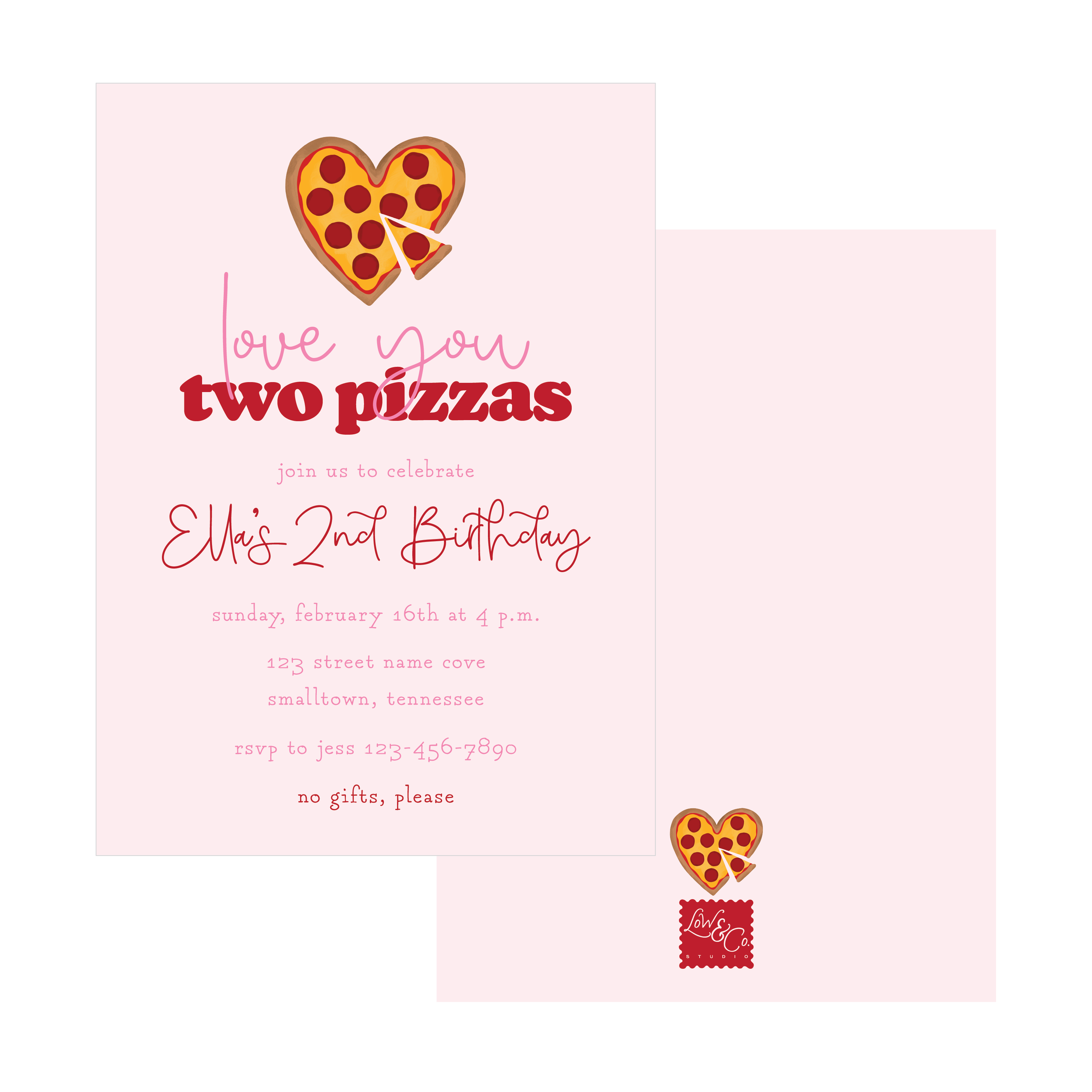 Love You Two Pizzas Invitation