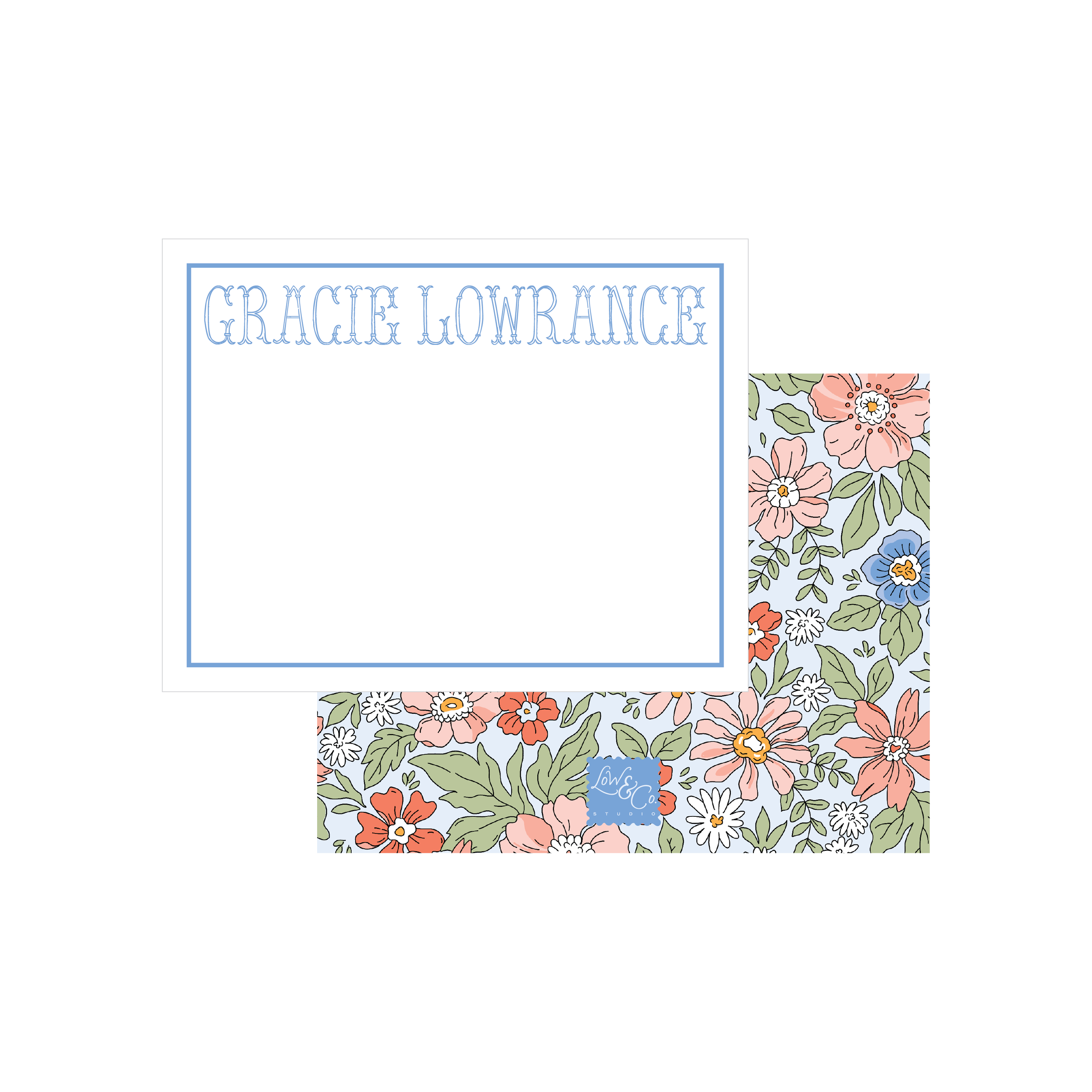 Blue Floral Stationery