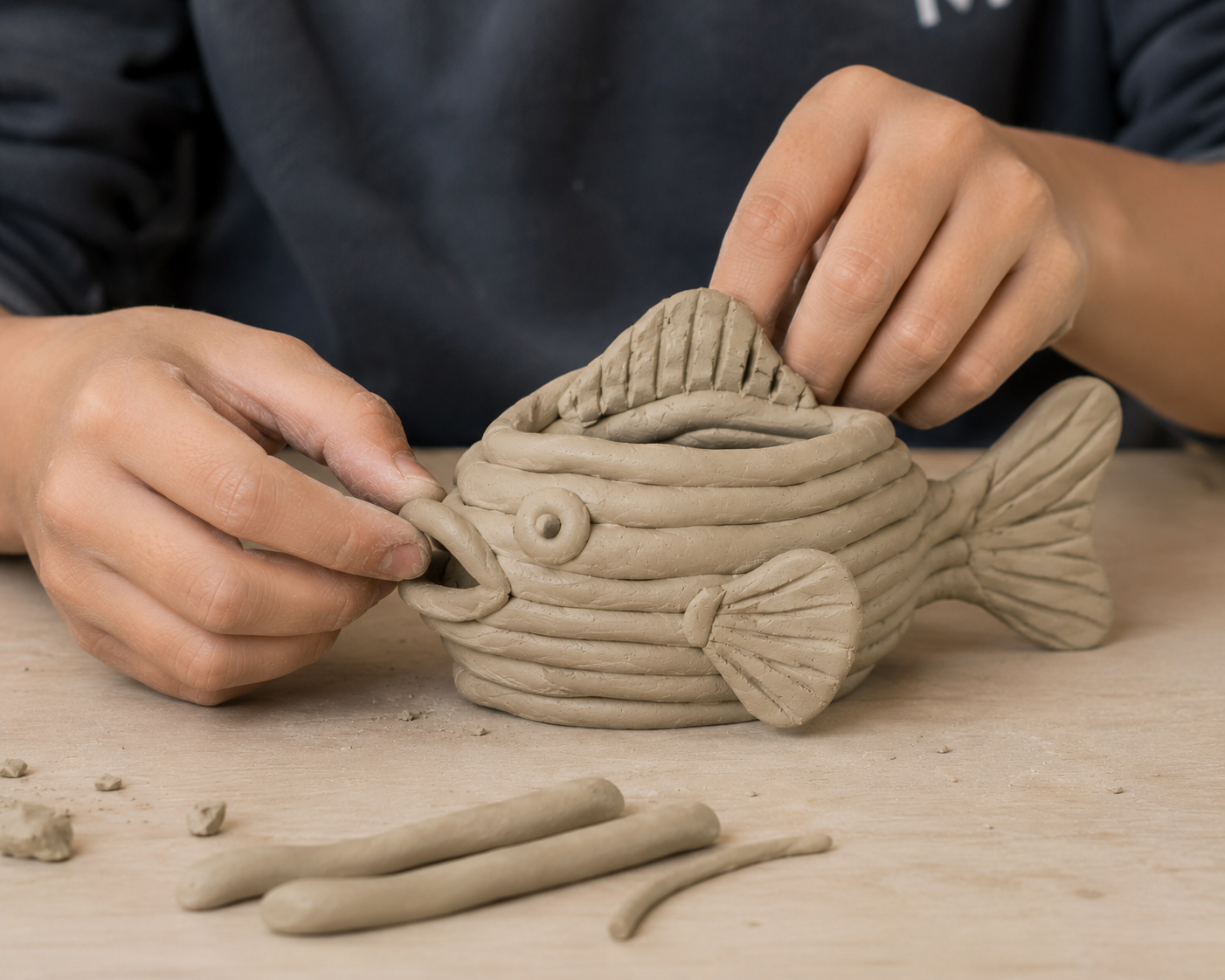 July 23+24 Afternoon Handbuilding Kids Camp - Coil Fish