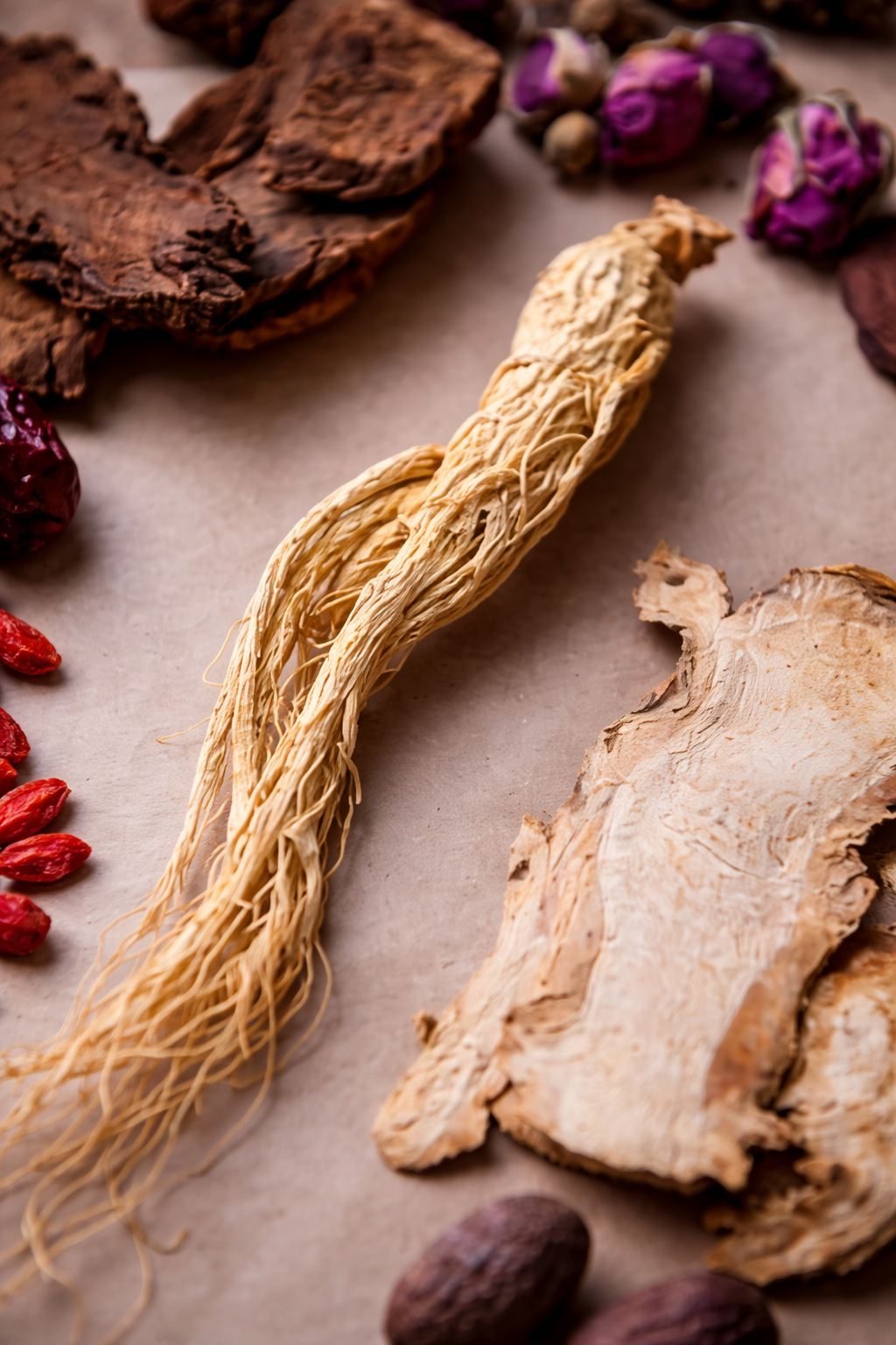 Racine de ginseng et herbes médicinales.png