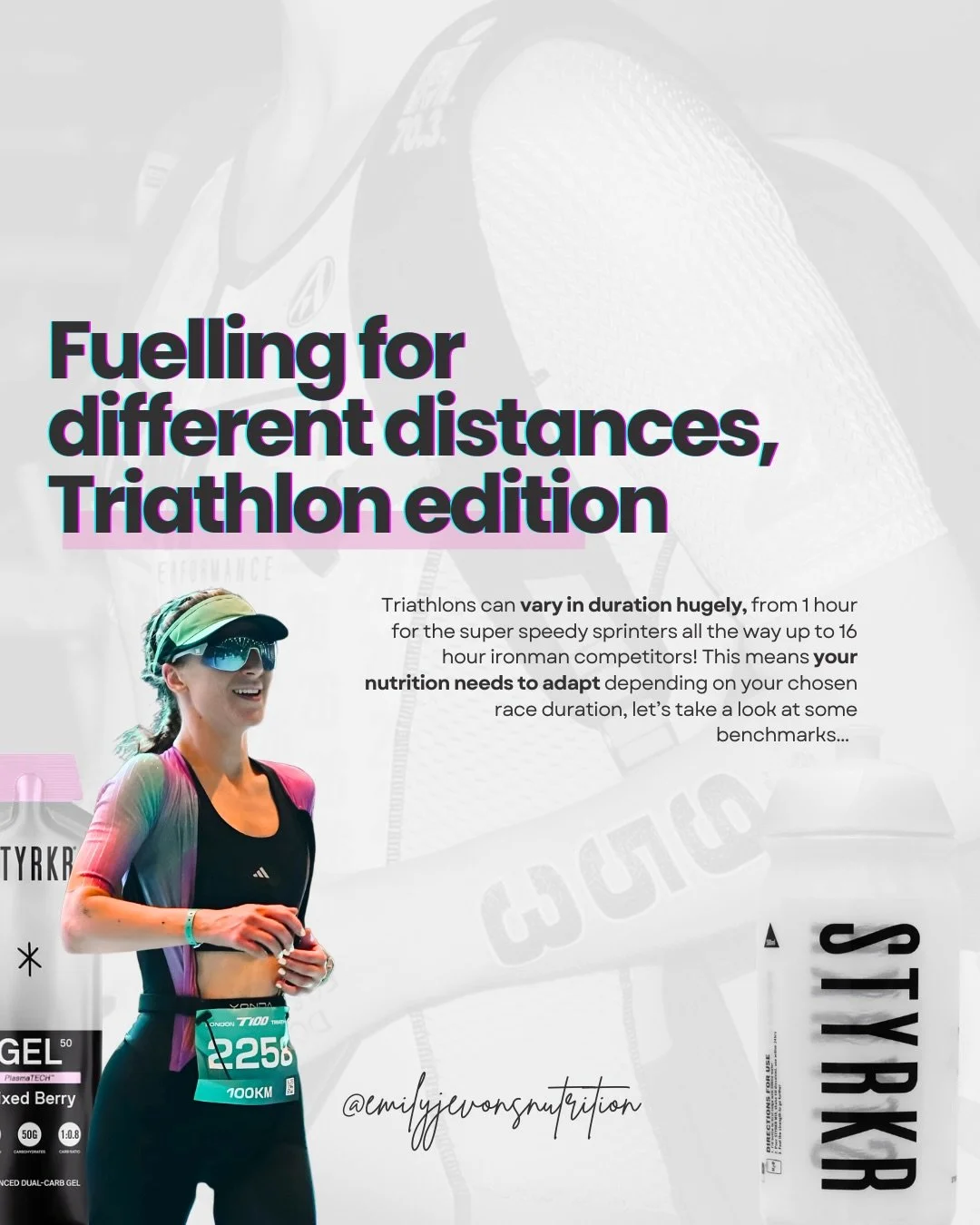 Fuelling for a sprint looks very different to fuelling for a full Ironman 🏊🚴🏃 

Swipe through for carb targets by race distance, plus everything you should be thinking about when building your race-day nutrition strategy.

Remember: these are benc