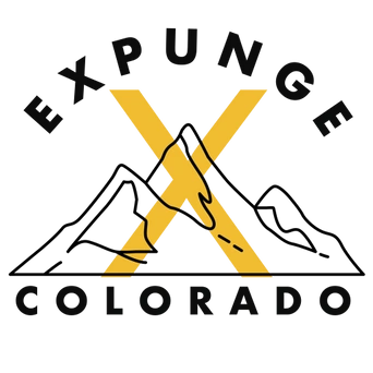 A black circular logo with yellow crossed hammers and the words 'ExPungE Colorado' surrounding the image.