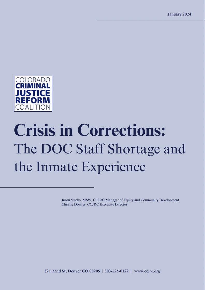 CCJRC Crisis in Corrections: the Inmate Experience Report cover