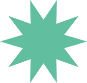 A teal, spiked starburst shape.