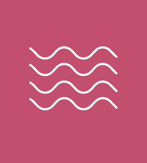 Four white wavy lines on a pink background.