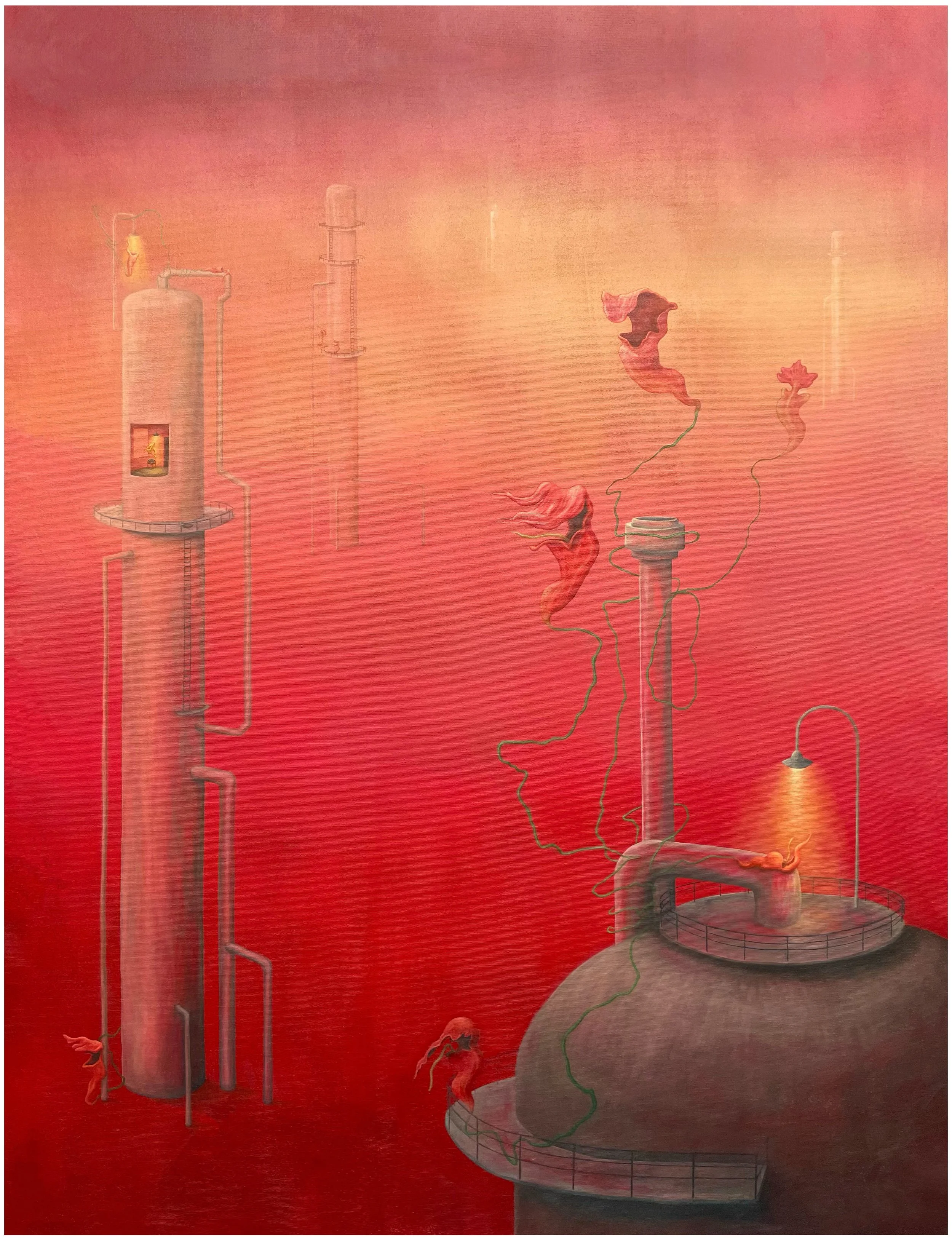 Post Human Nostalgia (2023). Oil and acrylic on canvas.