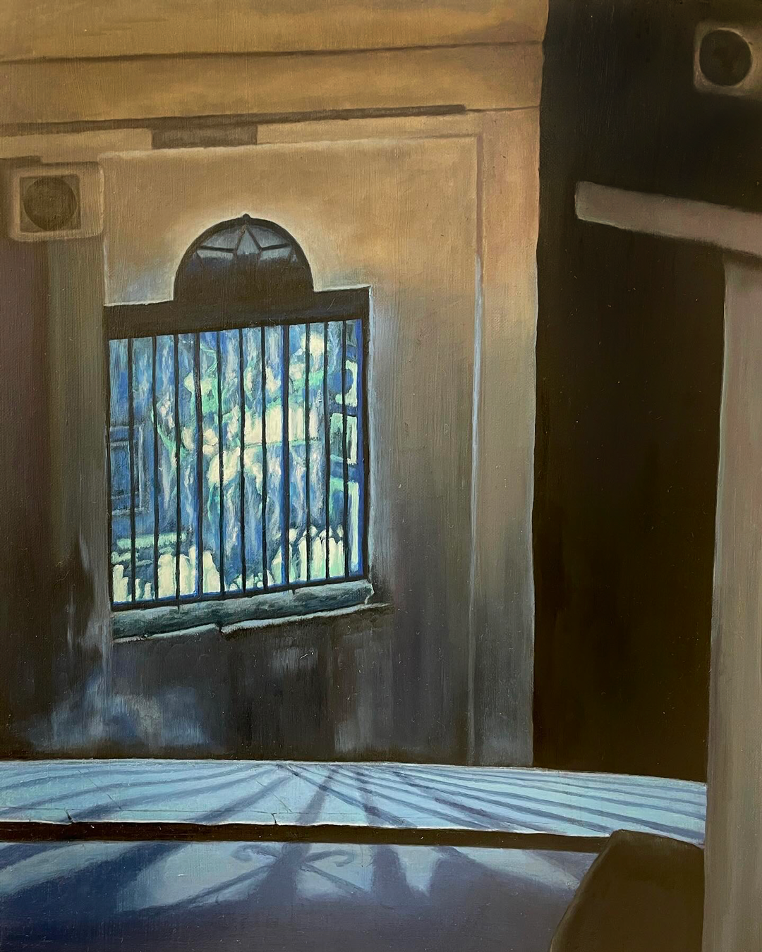 The Artificial Light Inside of The Tunnel (triptych) (2025). Oil on board. 