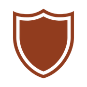 A simple, brown shield with a black outline.