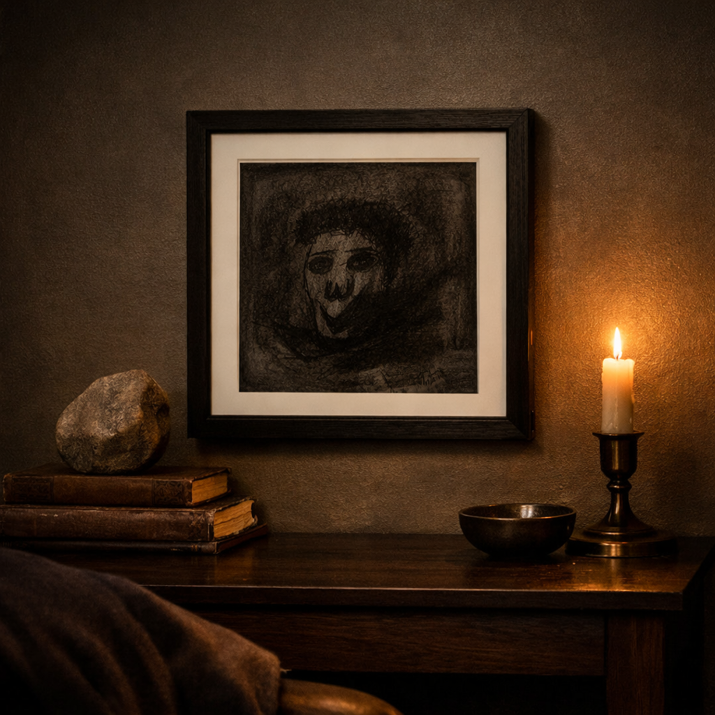 Enigmatic Expressions Framed Art- Charcoal original