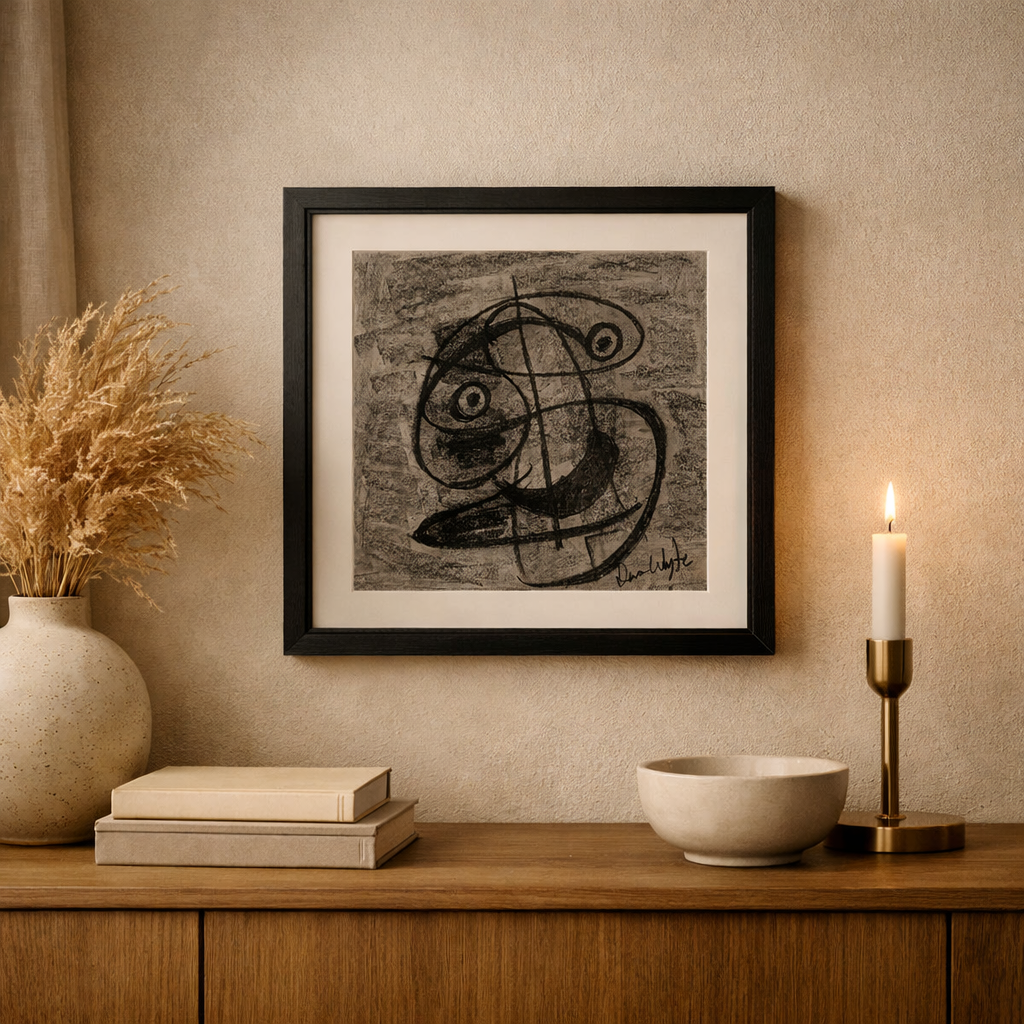 Mystical Fusion Abstract Art Charcoal Drawing-original