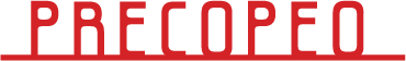Precopero logo in red capital letters on a white background.