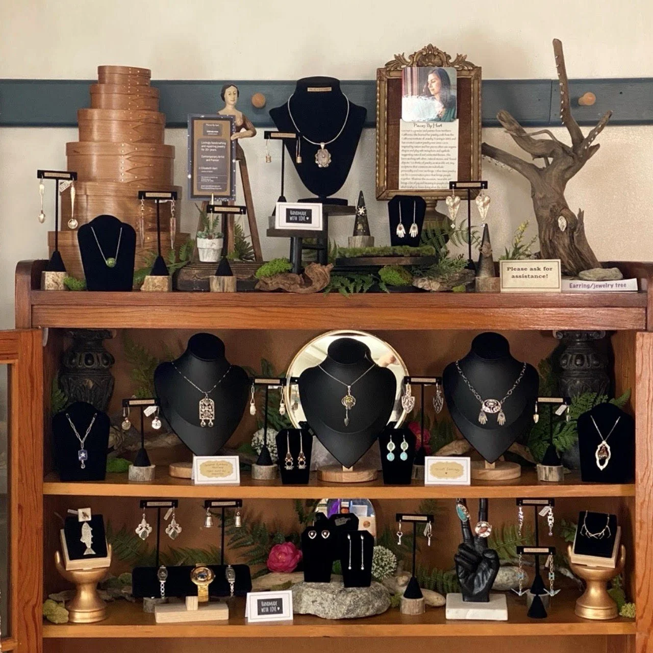 Pieces By Hart jewelry display at Shaker Heritage Society.