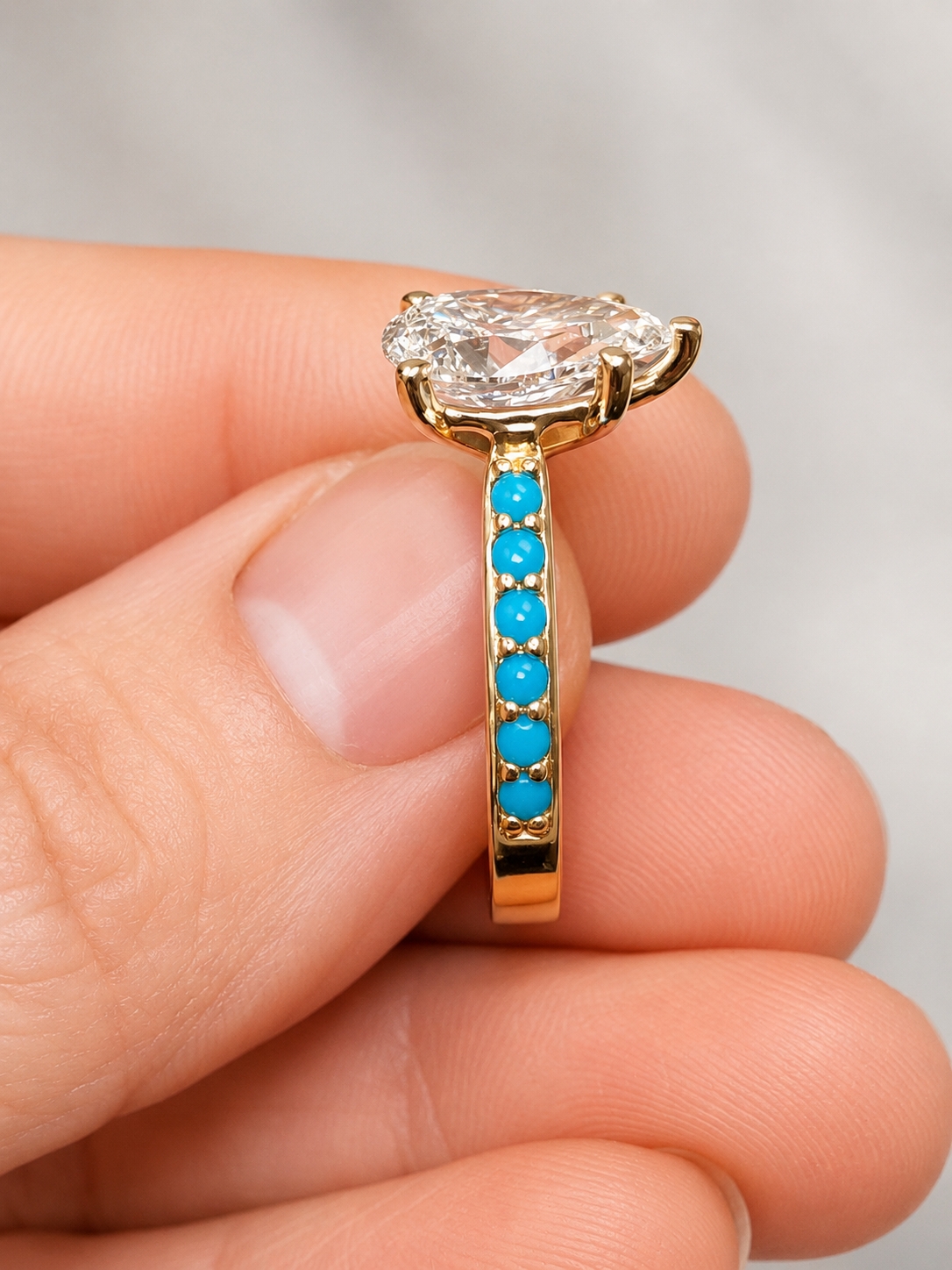 Detail view of a custom ring made by Liz Hart