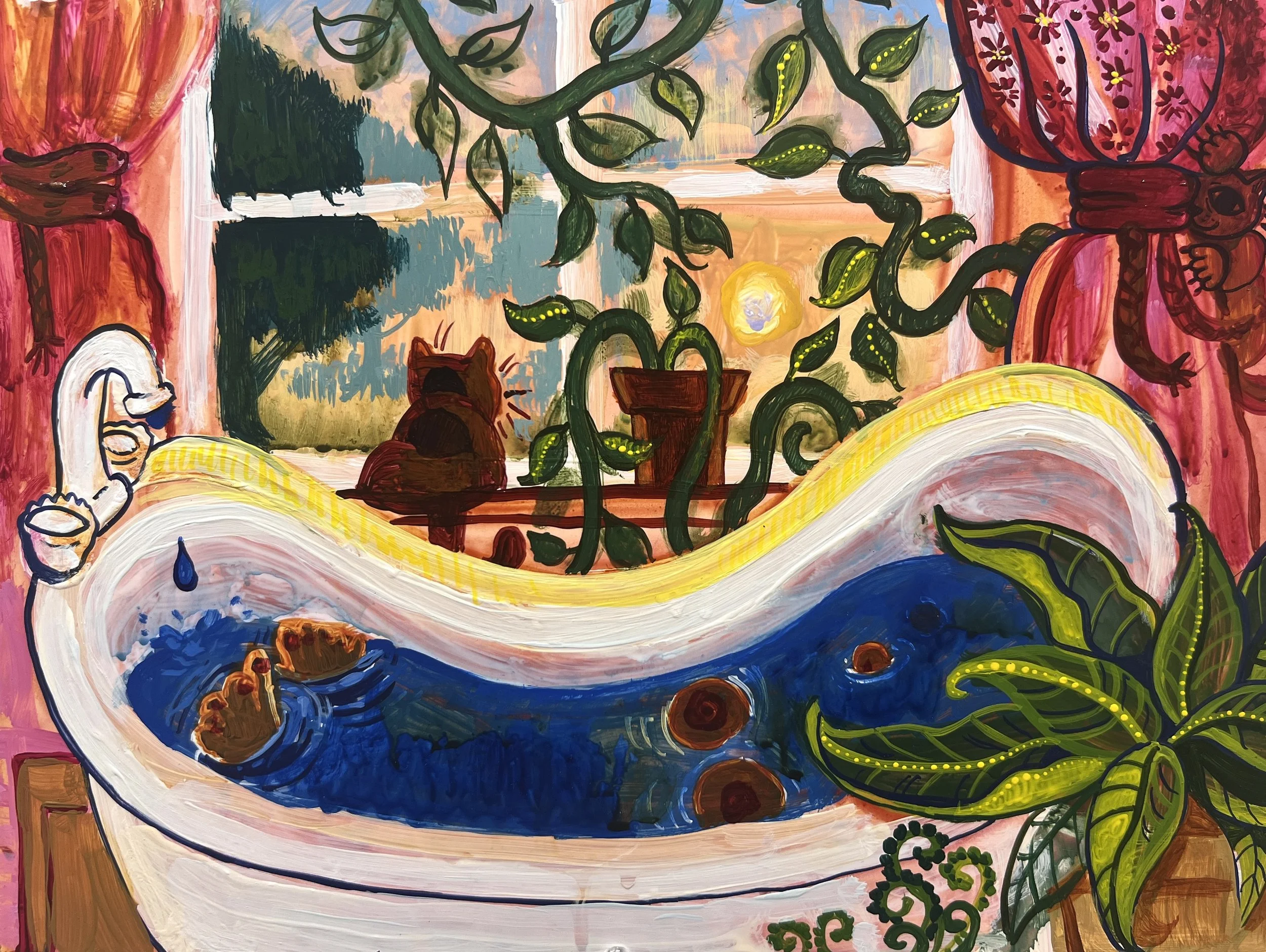 Bathtub Bewbies |
Acrylic on Yupo, 9 x 12"
2026