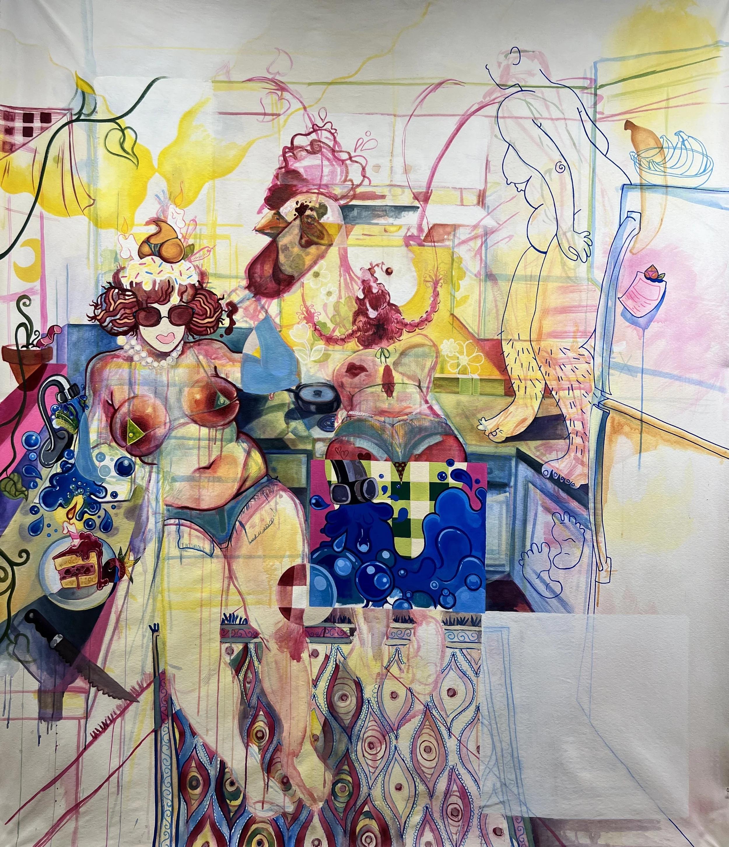 Making a Sandwich (Kitchen Madness) |
Acrylic on unstretched canvas, 72 x 84"
2026