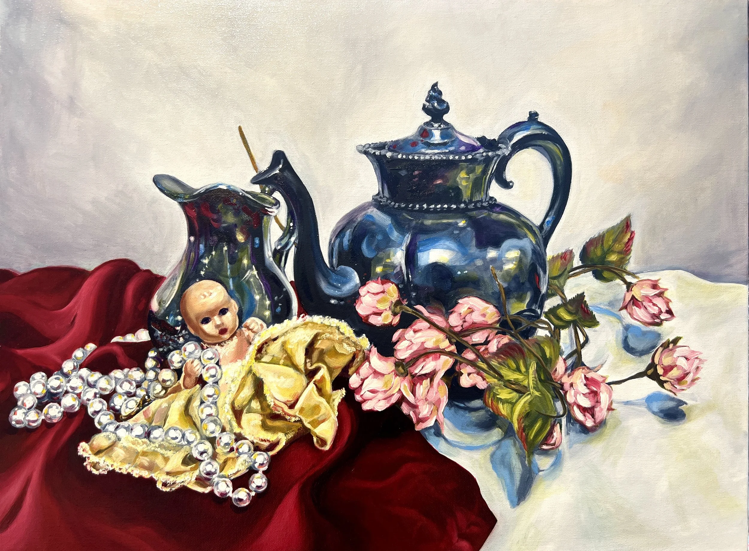 Tea Party (With Babydoll) |
Oil on canvas, 18 x 24", 2023