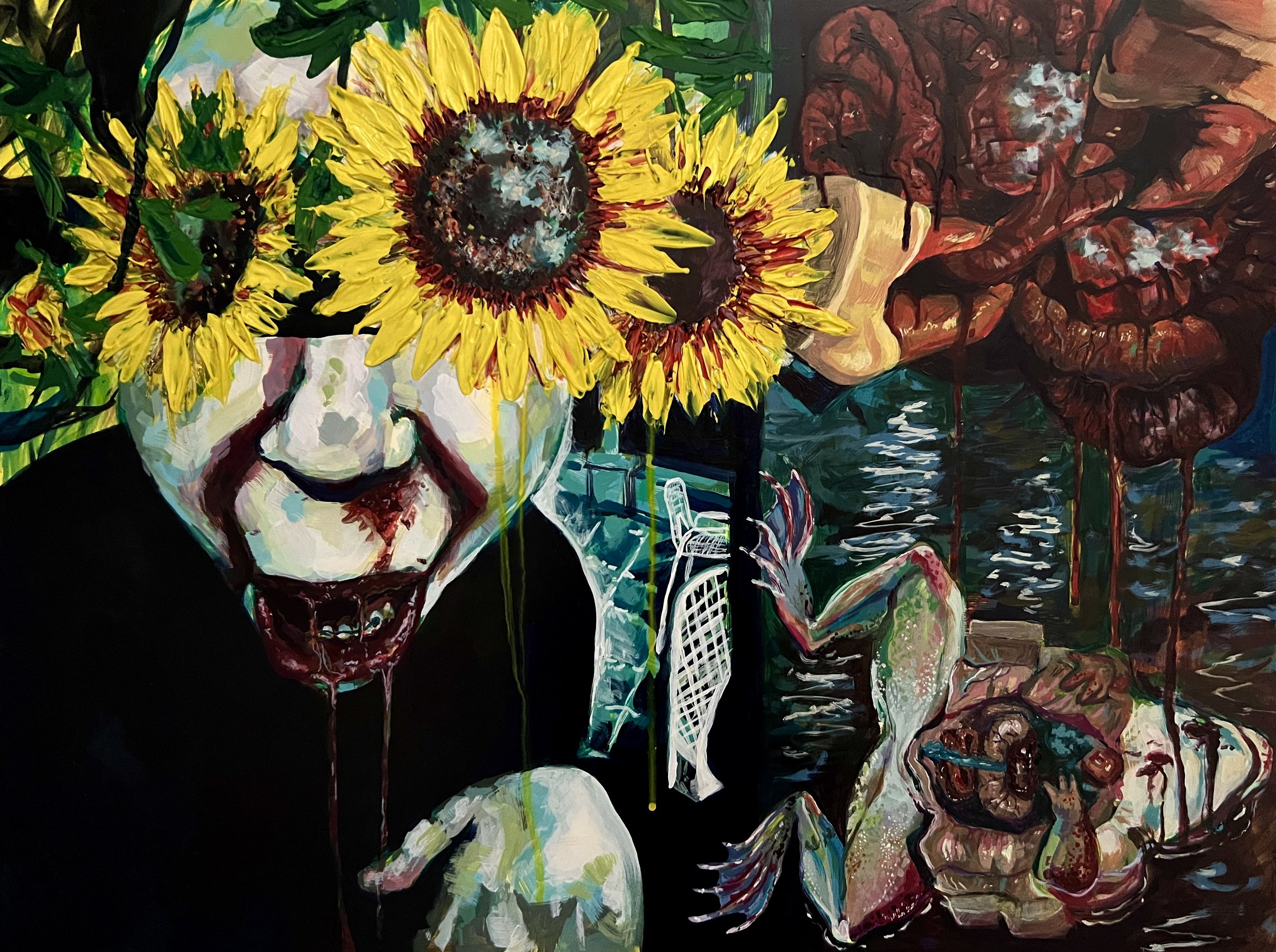 A Dip in the Lake |
Acrylic and heavy medium on gesso board, 18 x 24"
2024