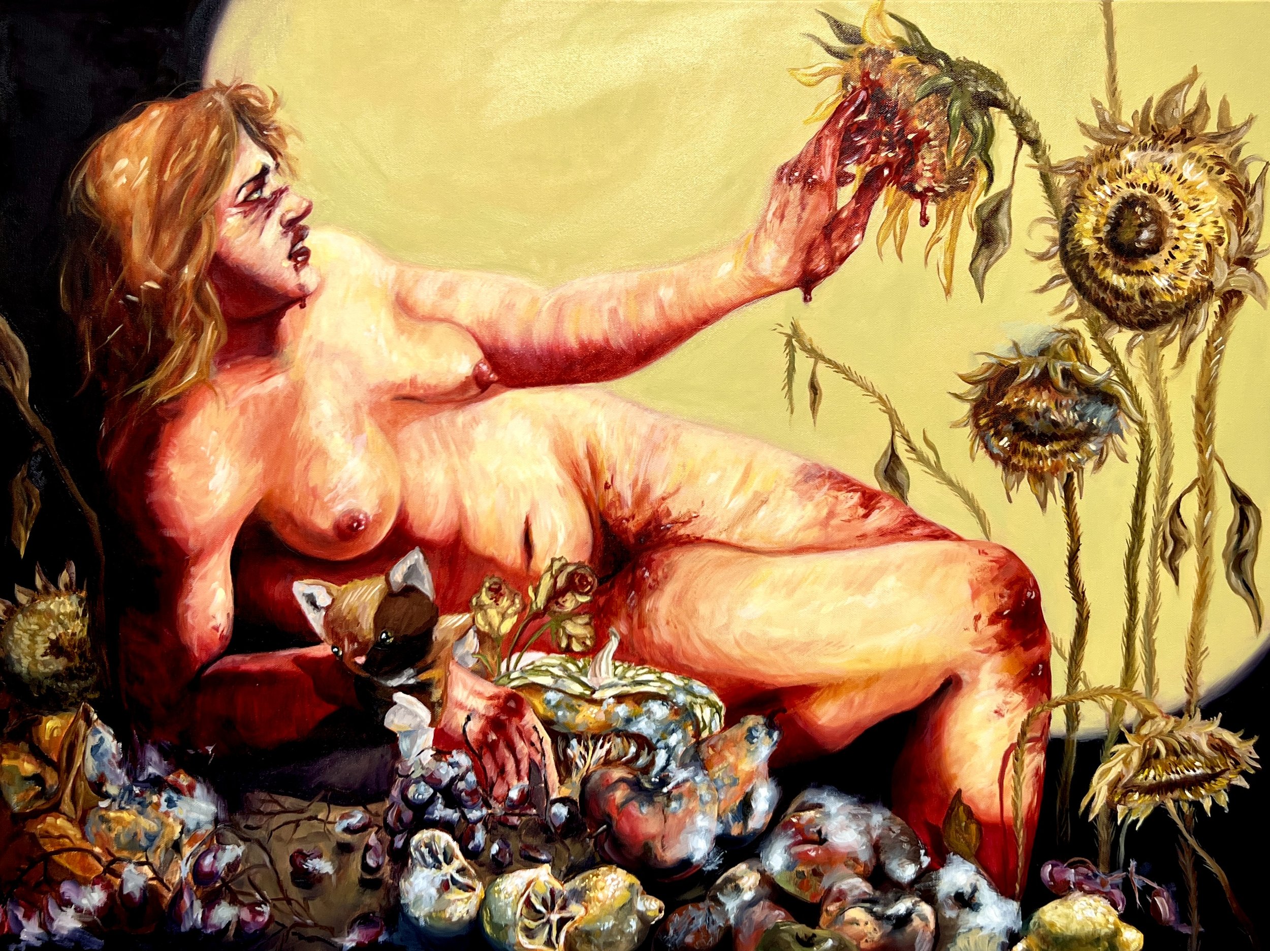 Lounge Party with Fruit |
Oil on canvas, 30 x 40", 2023