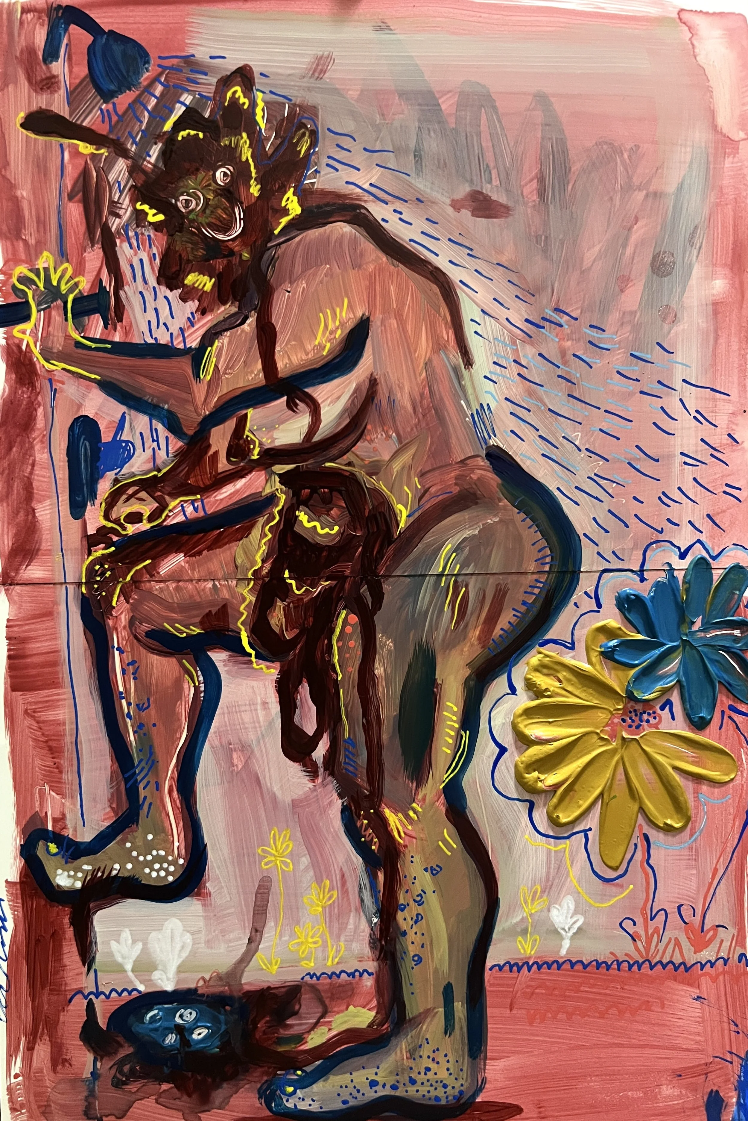 Celebratory Shower Without Friends (But With Fart) |
Acrylic on Yupo, 12 x 18"