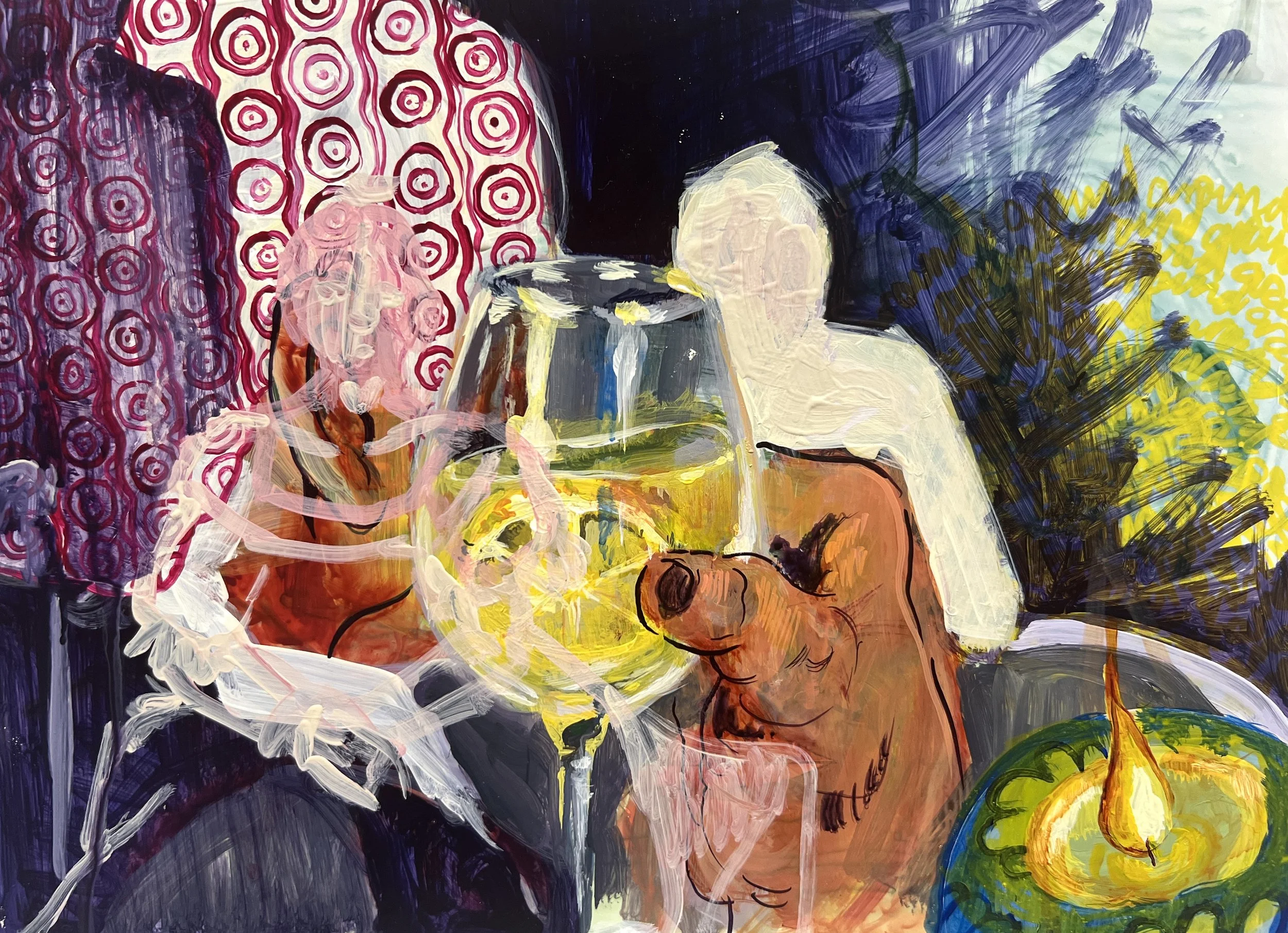 Two Generations and a Candle |
Acrylic on Yupo, 9 x 12"
2026