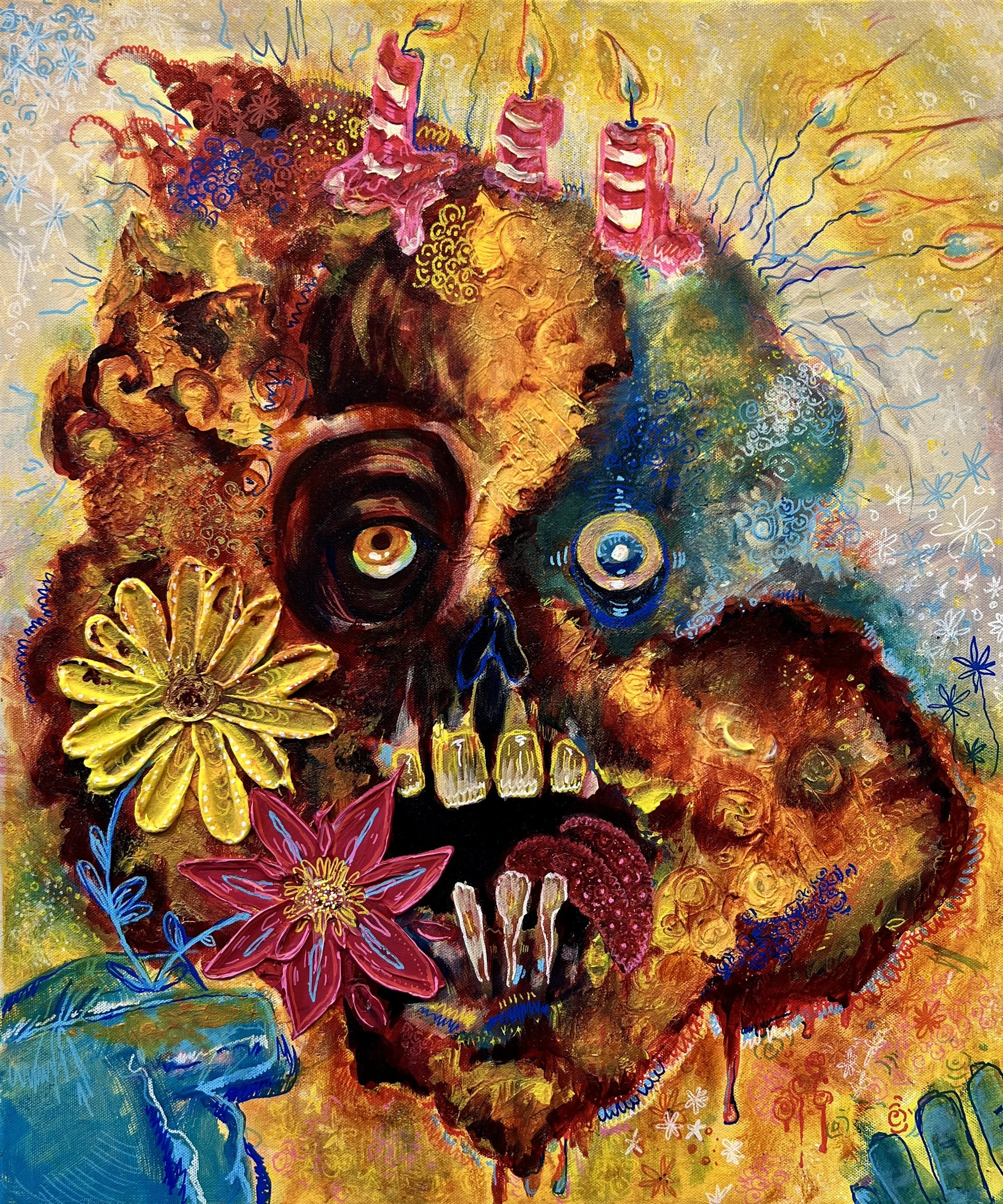 Birthday Guy: The Prequel |
Acrylic and heavy medium on canvas, 20 x 24"
2024