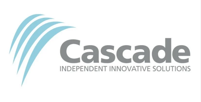 Cascade logo with blue stylized waves and the tagline 'Independent Innovative Solutions' in gray text.